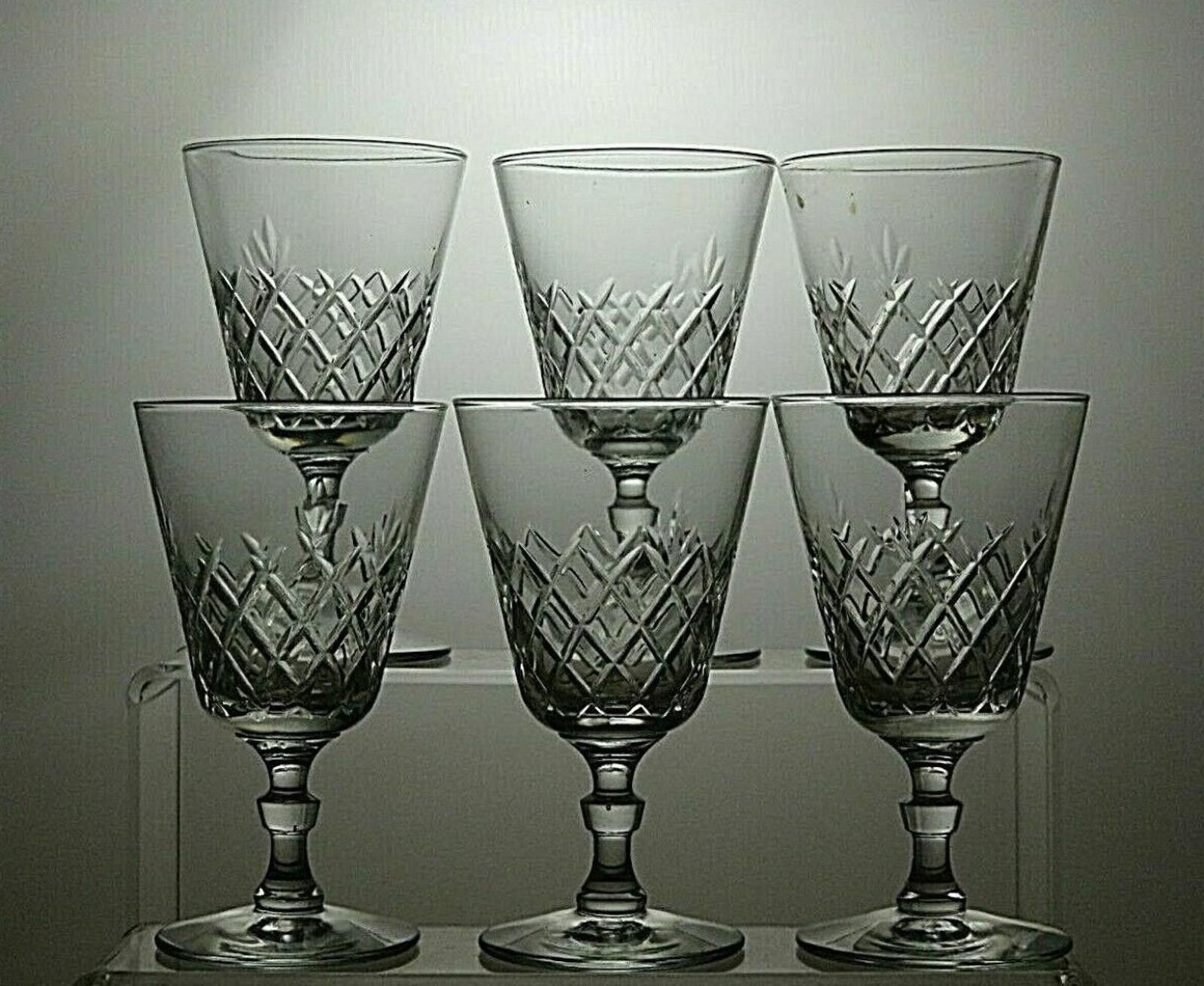 Club Monaco Monarch Crystal Cut Glasses Set Of 6 Wine Glasses 5" Size ONE SIZE - 2 Thumbnail