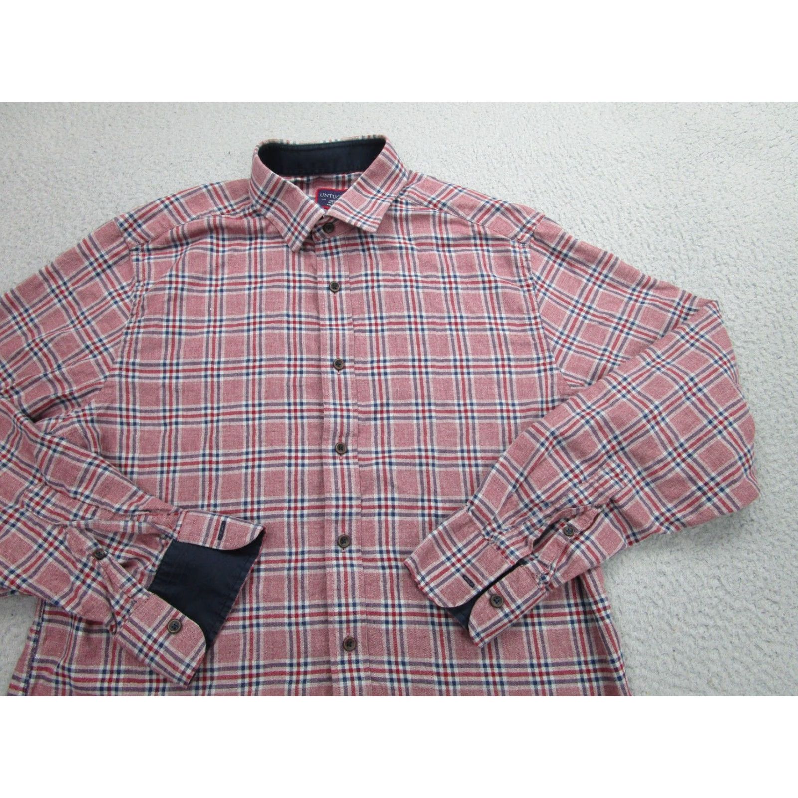 UNTUCKit UNTUCKit Shirt Mens Medium Red Blue White Plaid Button-Down Long Sleeve Casual Size US M / EU 48-50 / 2 - 2 Thumbnail