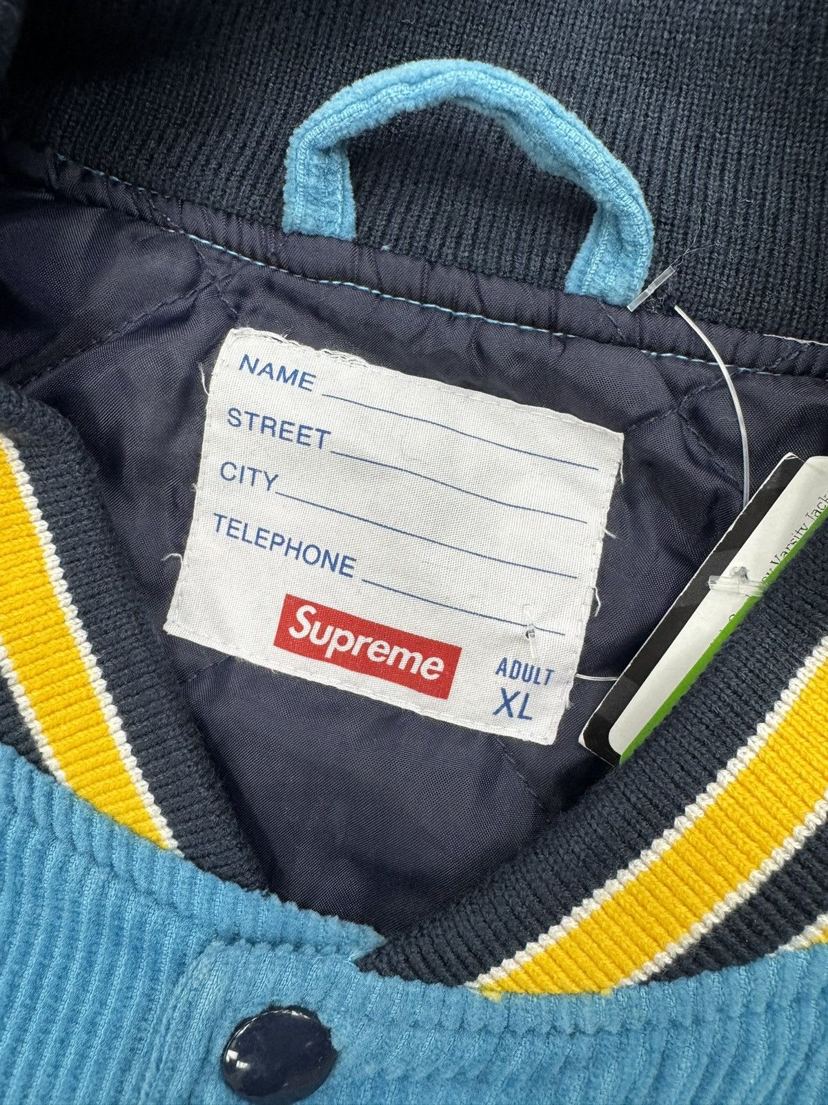 Supreme Supreme Old English Corduroy Varsity Jacket (Light Blue) Size US XL / EU 56 / 4 - 3 Thumbnail