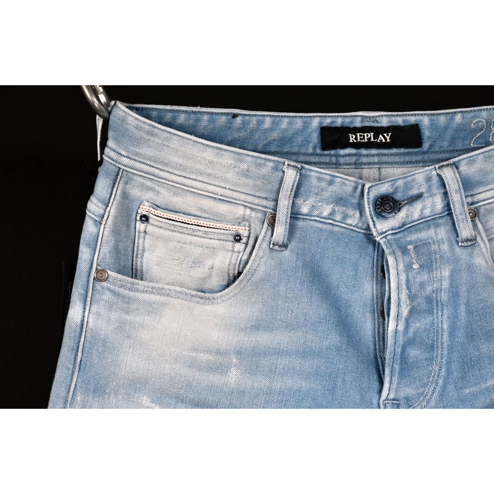 Replay Replay Ronas Greencast Power Stretch Denim Distressed Men's Jeans W28 L34 Slim Skinny Size US 28 / EU 44 - 5 Thumbnail