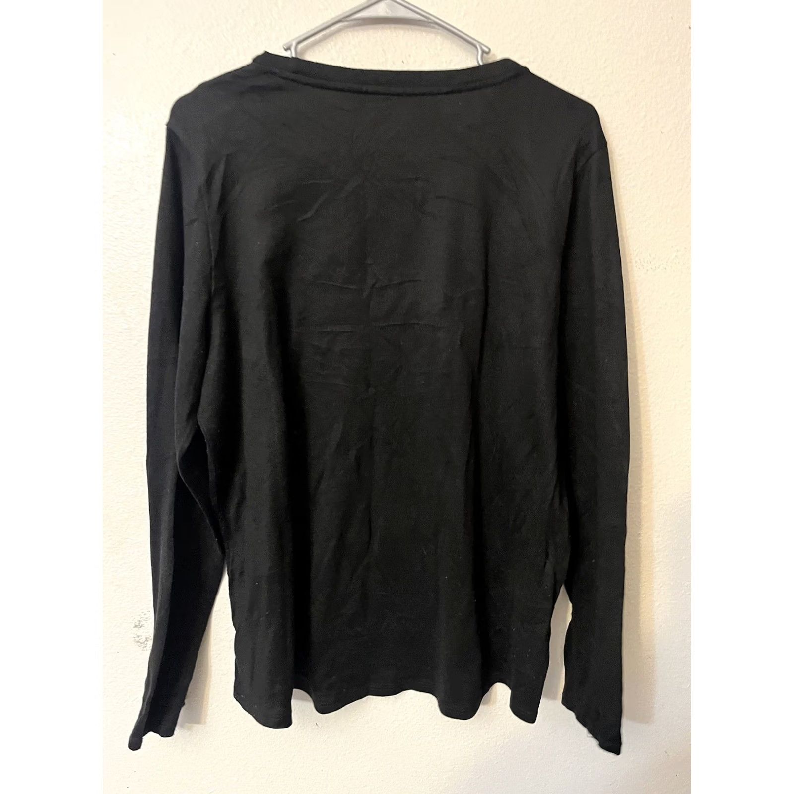 American Eagle Outfitters American Eagle Outfitters Women T-Shirt Long Sleeve Black Solid XL Crew Neck Size XL / US 12-14 / IT 48-50 - 2 Thumbnail