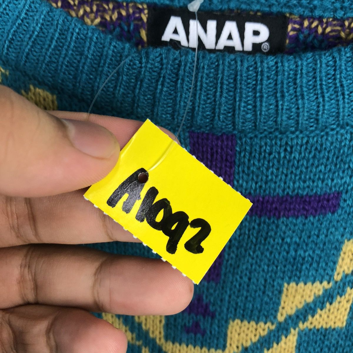 Japanese Brand Anap navajo art Blue sweatshirt Knitwear #A1092 Size US L / EU 52-54 / 3 - 10 Thumbnail