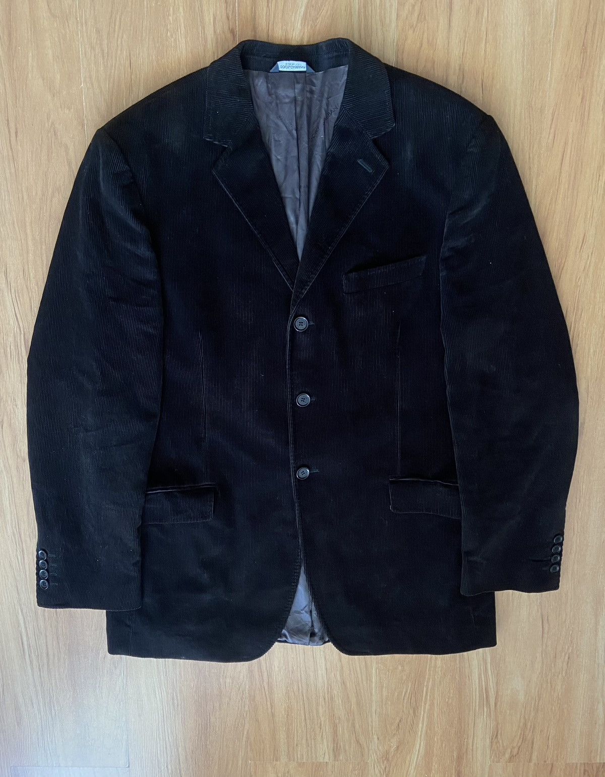 Dolce & Gabbana Dolce & Gabbana Black Corduroy Blazer Jacket Made in Italy Size 52R - 1 Thumbnail