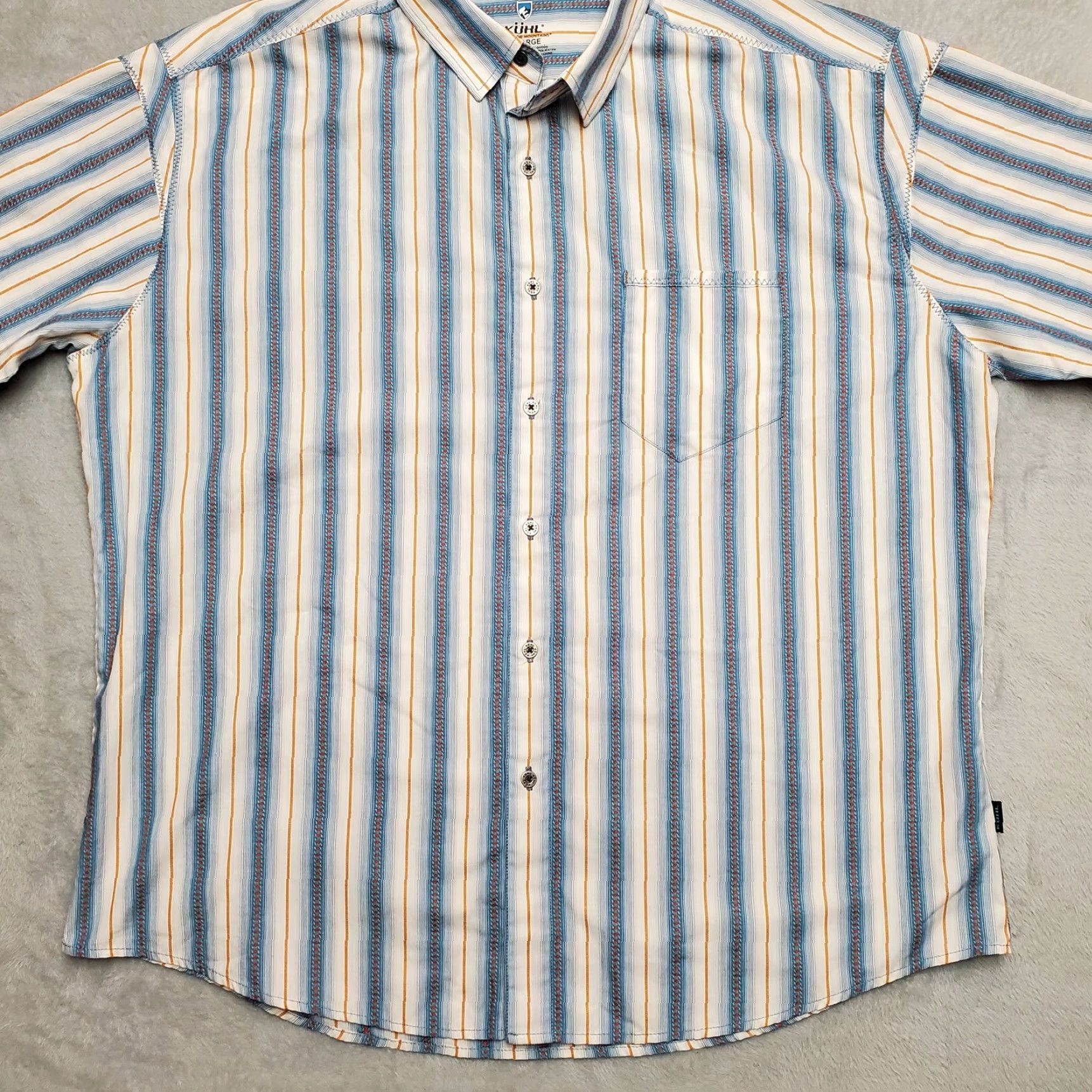 Vintage Kuhl Shirt Mens 2XL Blue Green Stripe Performance Blend Short Sleeve Outdoors Plaid Button-Up Pocketed Casual Mens Size US XXL / EU 58 / 5 - 3 Thumbnail