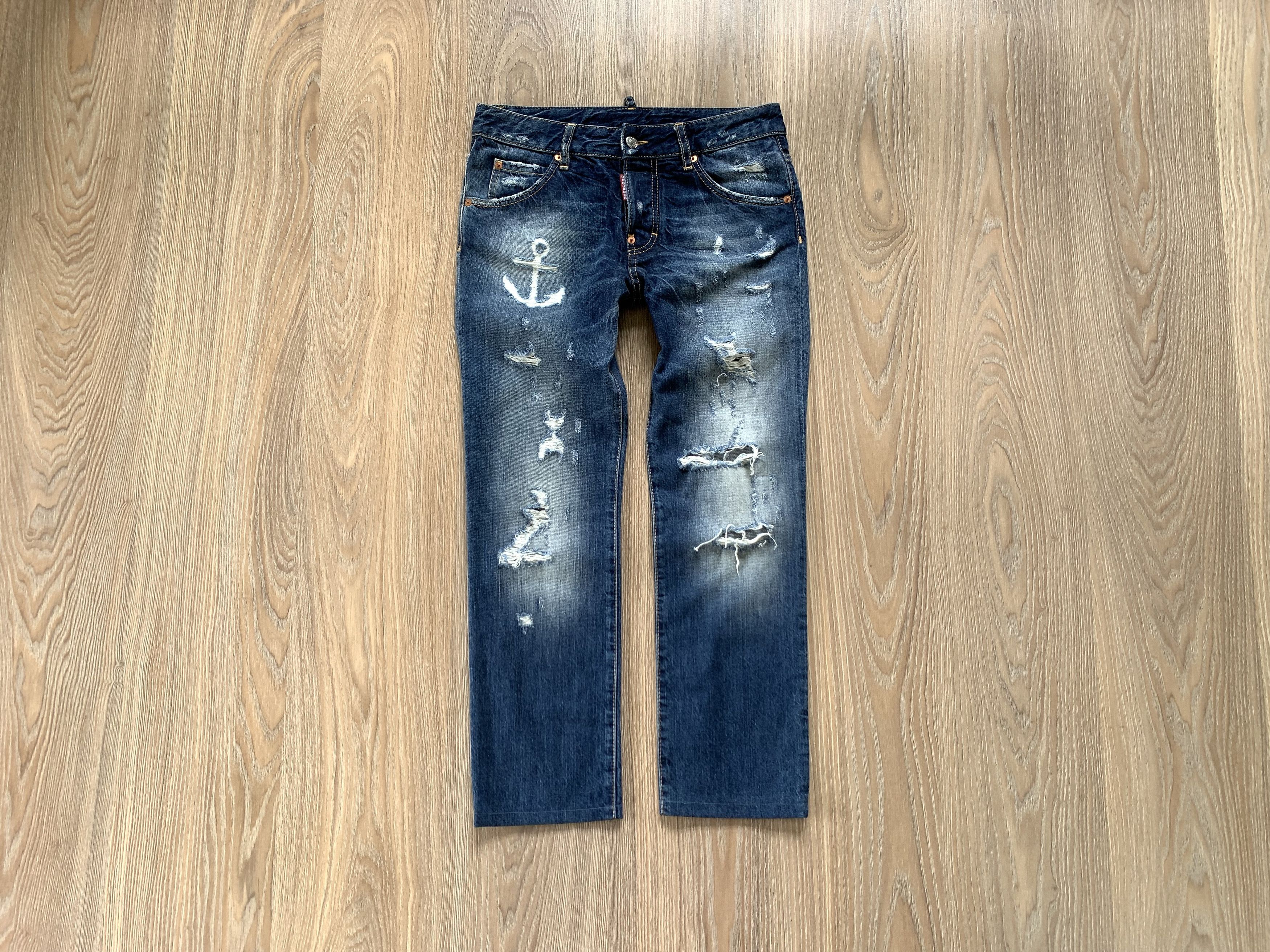 Dsquared2 Distressed Light Blue Wash Denime Jeans