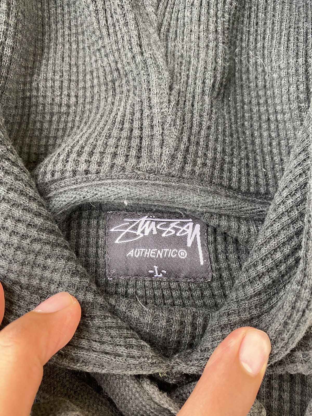 Stussy × Vintage Vintage 2000s Stussy S Logo Waffle Hoodie Size US XL / EU 56 / 4 - 5 Thumbnail