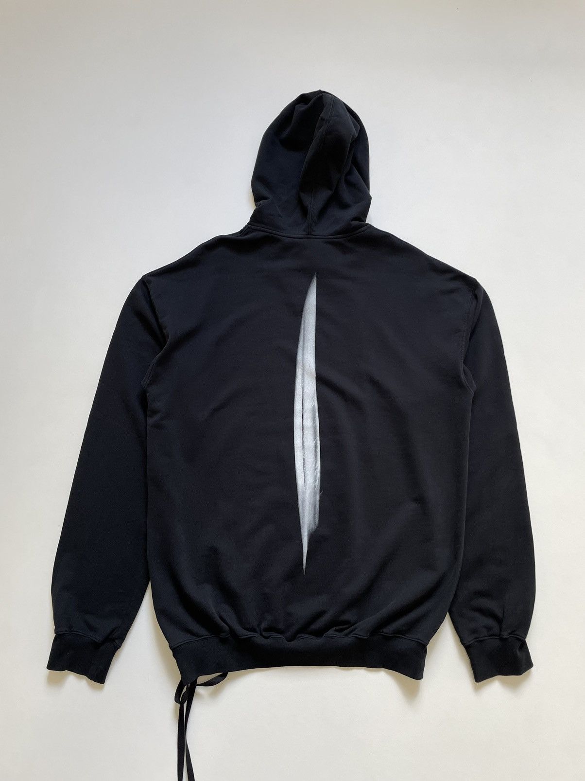 Ann Demeulemeester ‘Feather Print’ Oversized Black Hoodie Size US S / EU 44-46 / 1 - 1 Thumbnail