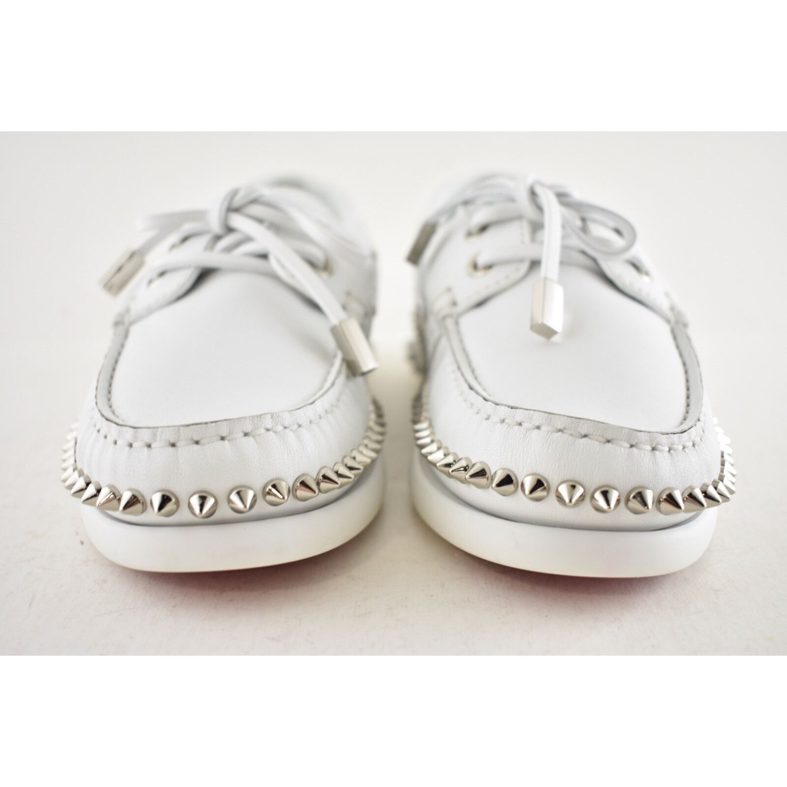 Christian Louboutin Christian Louboutin Gerockel Donna Flat White Leather Boat Size US 7.5 / IT 37.5 - 11 Thumbnail