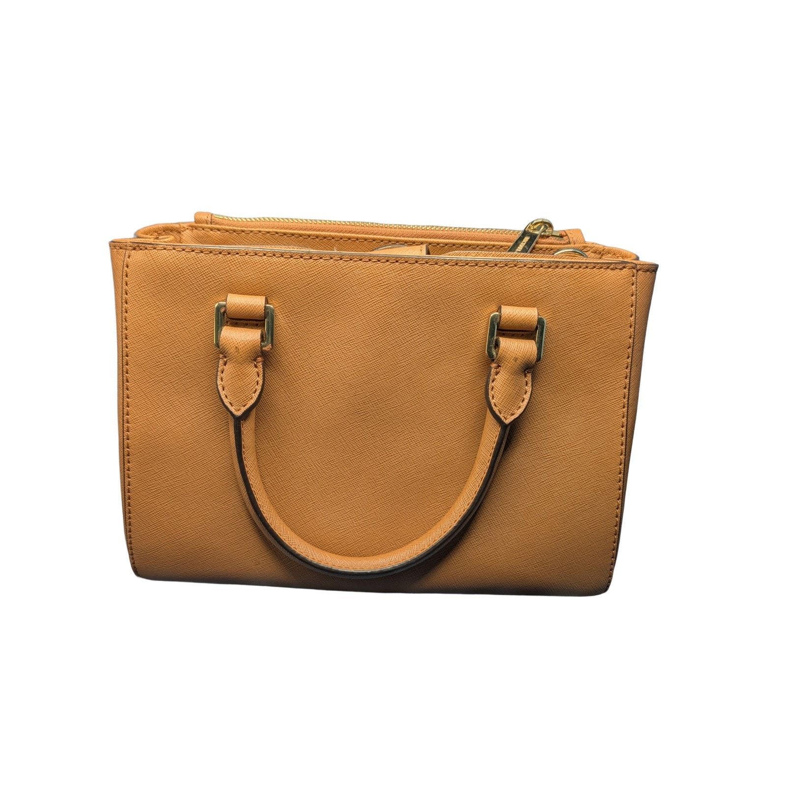 Michael Kors Michael Kors Kellen Satchel Brown PVC-Leather Accents-Gold Size ONE SIZE - 3 Thumbnail