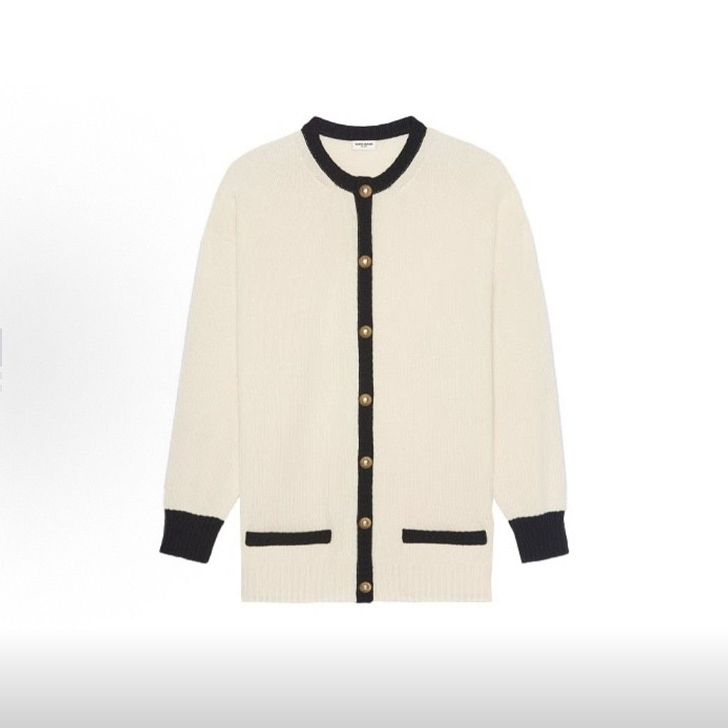 Saint Laurent Paris Saint Laurent Cashmere Trim Cardigan Size M Size M / US 6-8 / IT 42-44 - 1 Thumbnail