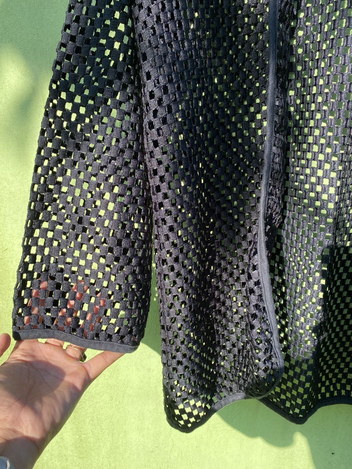 Japanese Brand Pour Quoi Sheer Black Mesh Cardigan Open Weave Layering Top Size US L / EU 52-54 / 3 - 5 Thumbnail