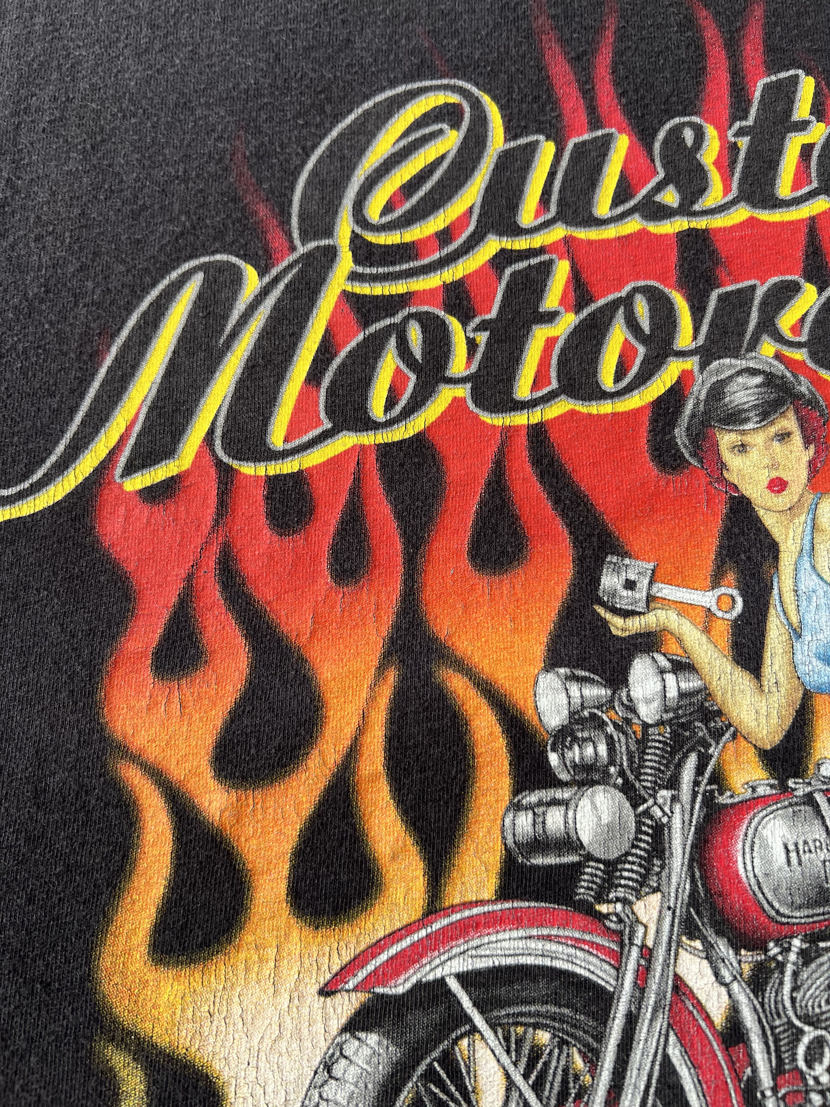 Harley Davidson Vintage 2011 Harley Davidson Sexy Girl Flame Fire T-shirt Size US XL / EU 56 / 4 - 4 Thumbnail