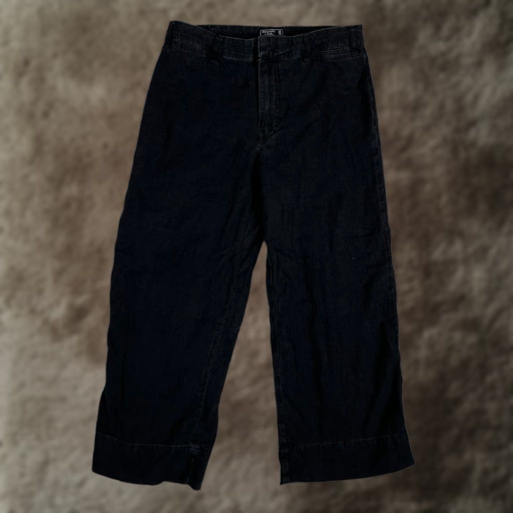 Abercrombie & Fitch Abercrombie & Fitch Pants Womens 10 Black Annie High Rise Wide Leg Crop Casual Size 32" / US 10 / IT 46 - 1 Thumbnail