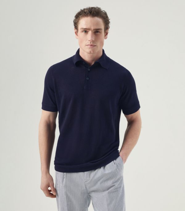image of Brunello Cucinelli O1W1Db10424 Polo T-Shirt In Navy, Men's (Size XL)