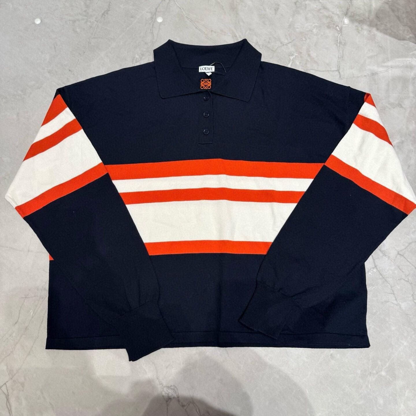 LOEWE Colorblock Stripe Knit Polo L