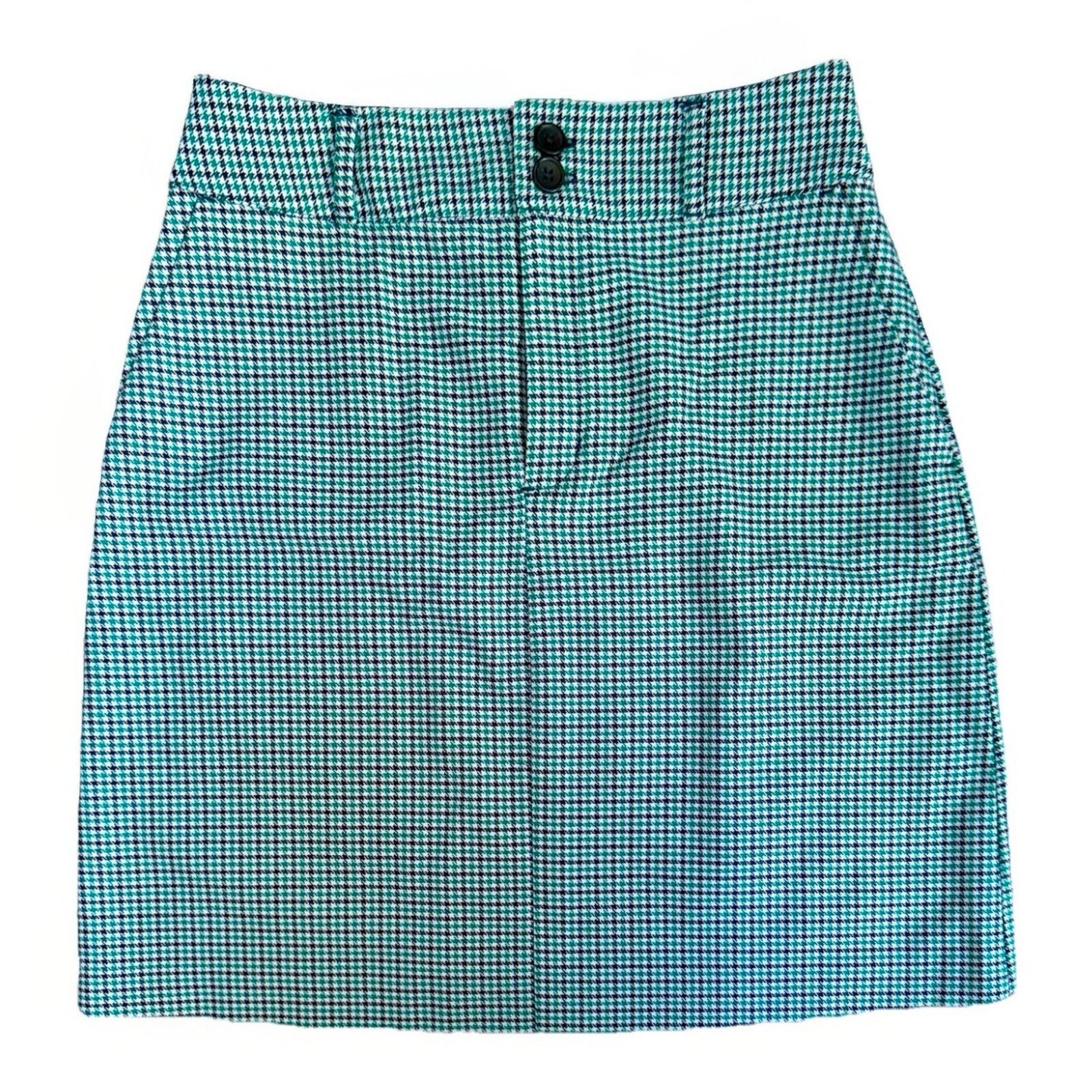 Banana Republic Banana Republic Houndstooth Pencil Skirt White (Size 2 Tall) Size 26" / US 2 / IT 38 - 1 Thumbnail