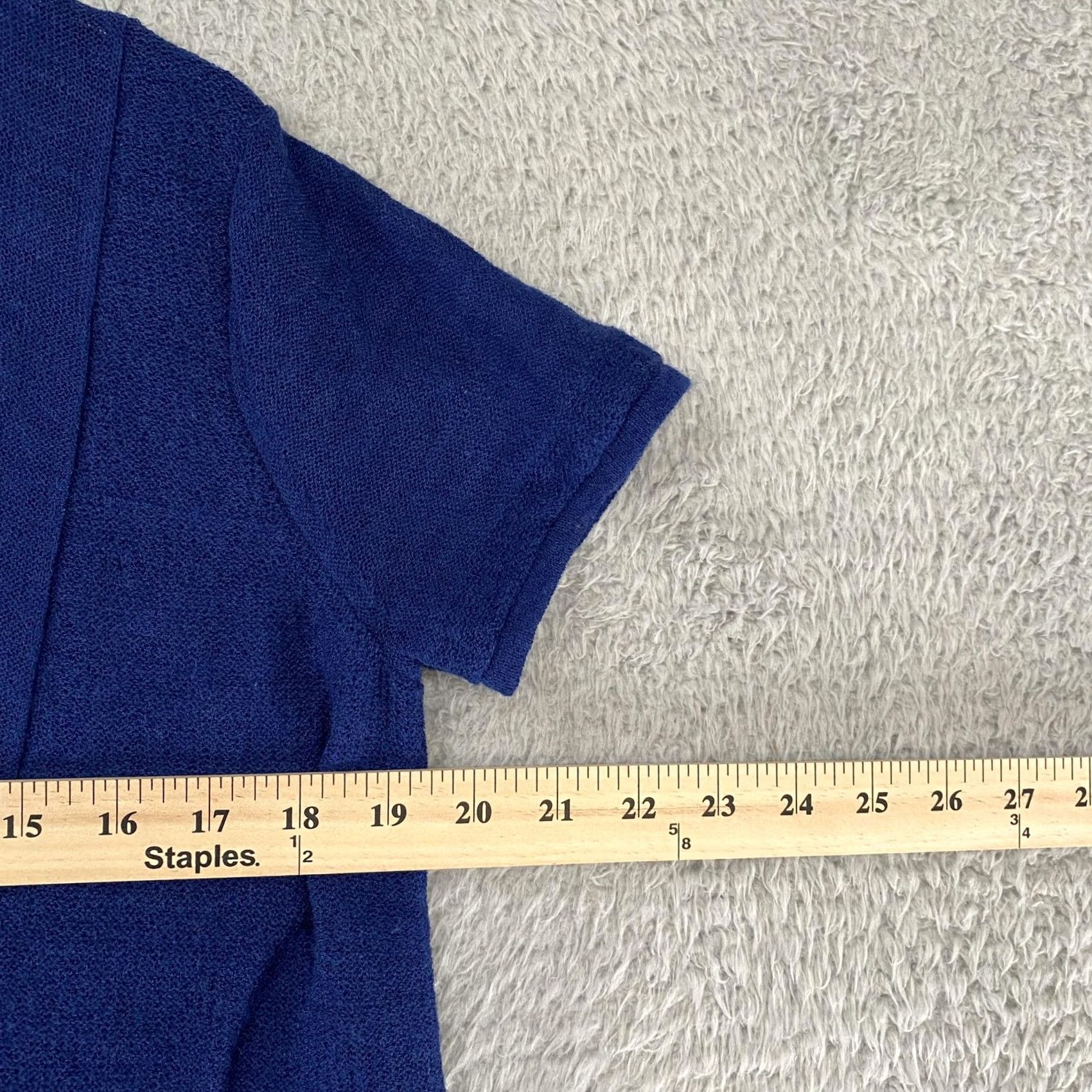 Eileen Fisher Eileen Fisher Cardigan Sweater Cardigan Womens Petite Large Wool Open Front Short Sleeve Blue Knitted Lightweight V-Neck 100% Wool Women Size L / US 10 / IT 46 - 5 Thumbnail