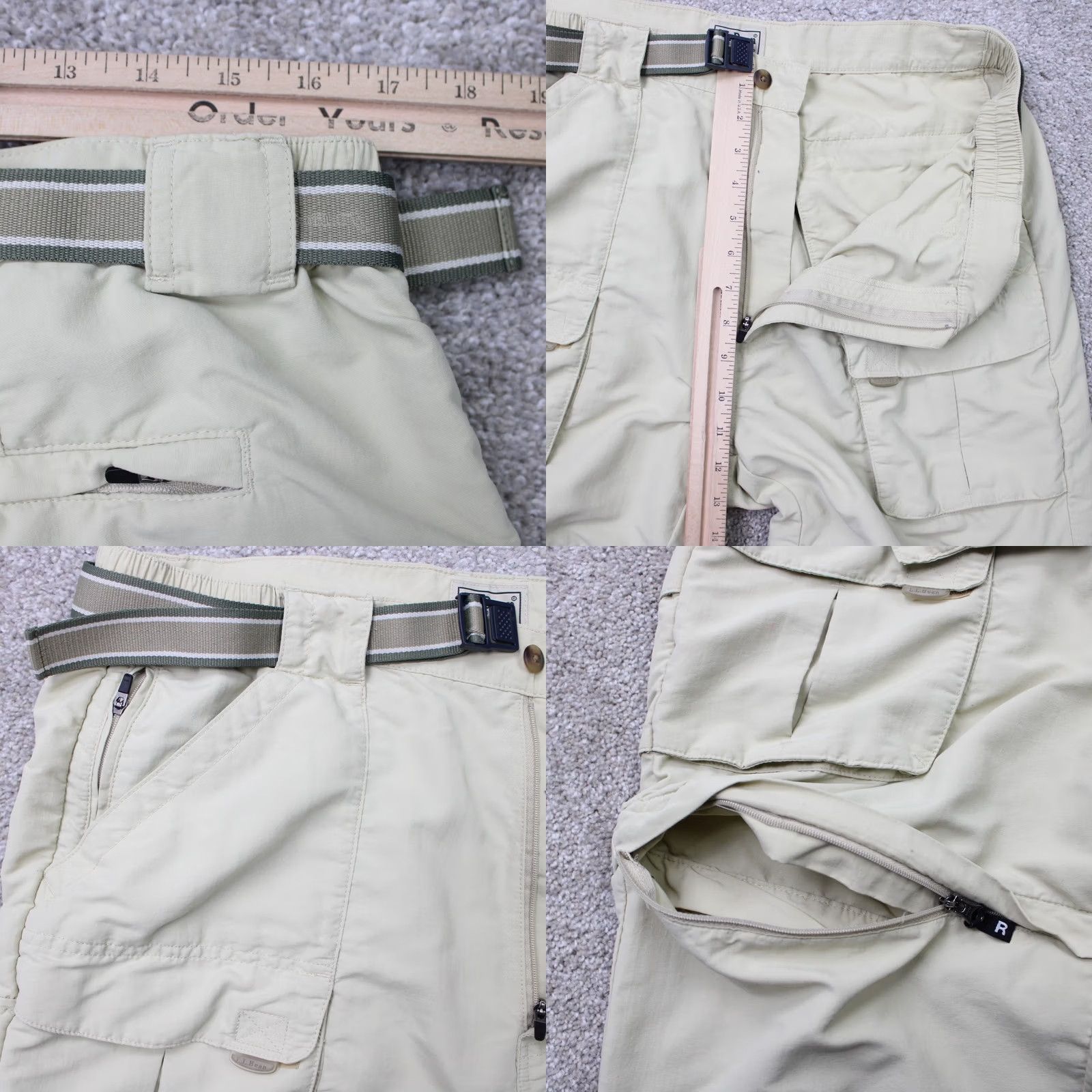 Vintage L.L. Bean Mens Large Beige Cargo Pocket Belted Nylon Convertible Pants Shirt? Size US 33 - 8 Thumbnail