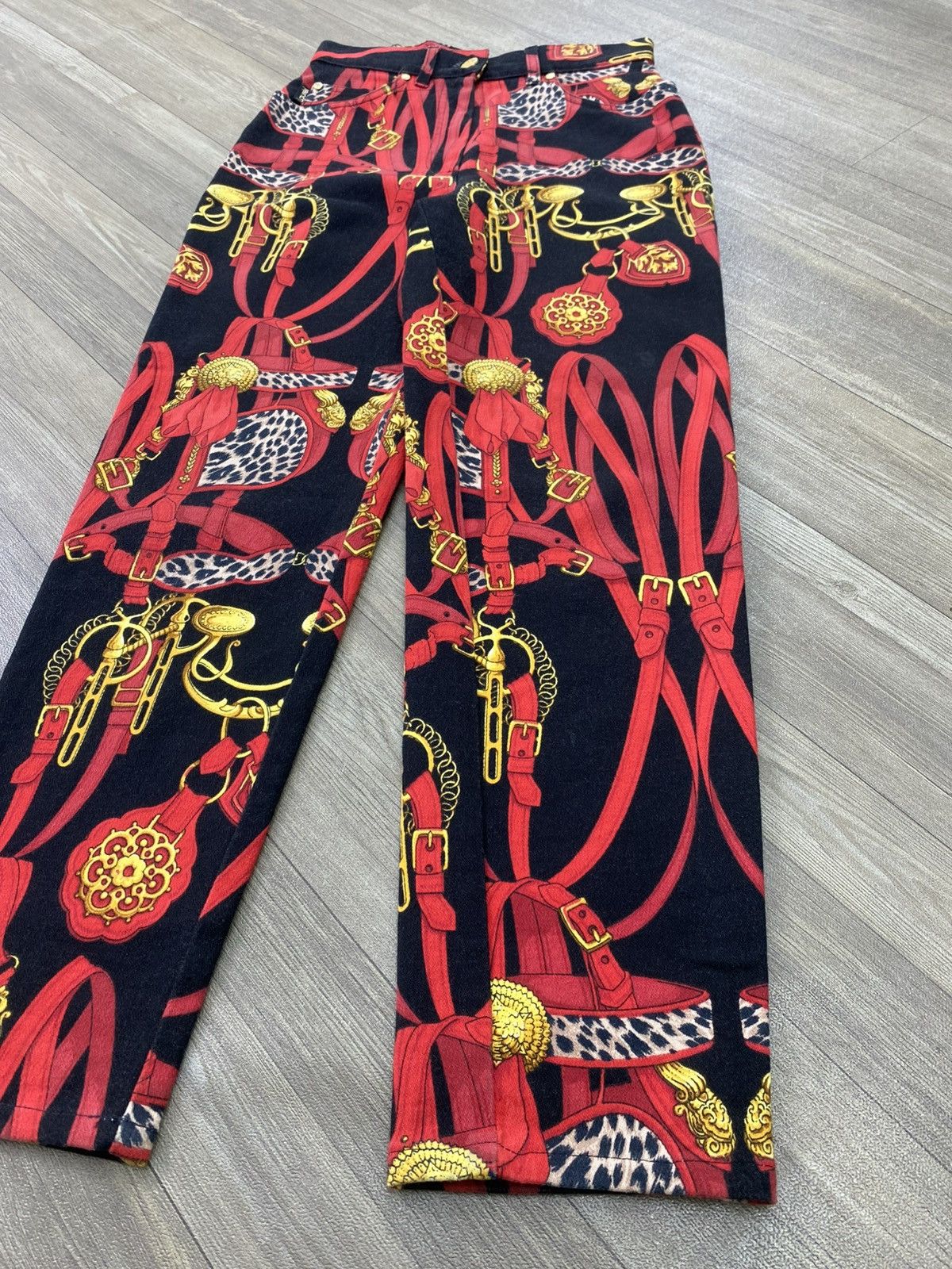 Japanese Brand Vintage Laurel Baroque Equestrian Chanis Scarf Print Pants Size US 27 - 2 Thumbnail