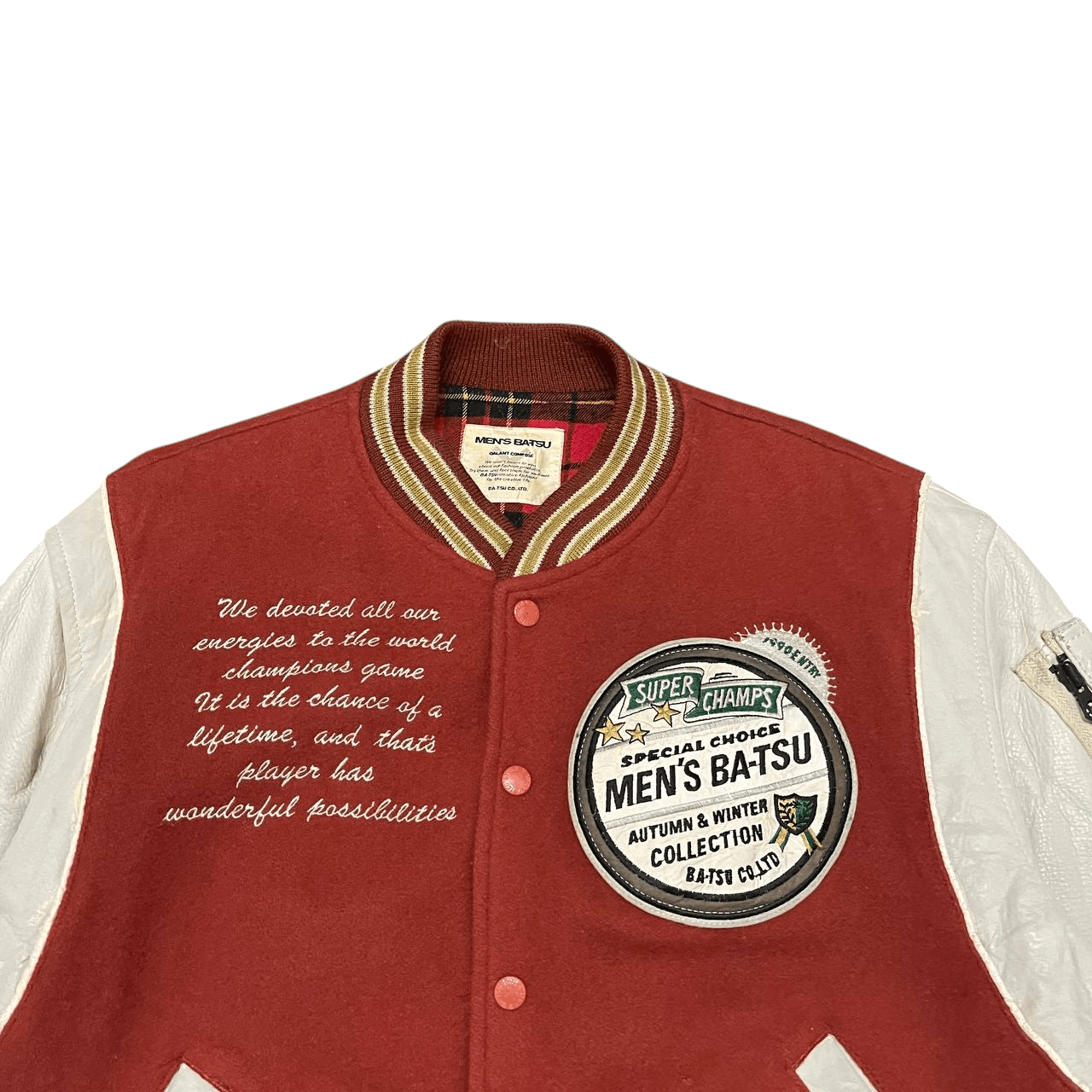 Japanese Brand Vintage Men's Ba-Tsu Varsity Jacket with Patches Size US M / EU 48-50 / 2 - 4 Thumbnail