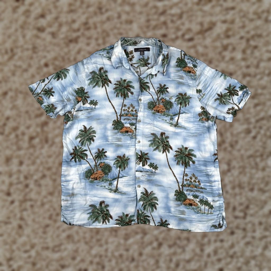 Croft & Barrow VINTAGE Croft & Barrow Shirt Men 2XL Blue Hawaiian Floral Button-Up Rayon Short Sleeve Aloha Beach Outdoor Pattern Mens Size US XXL / EU 58 / 5 - 1 Thumbnail