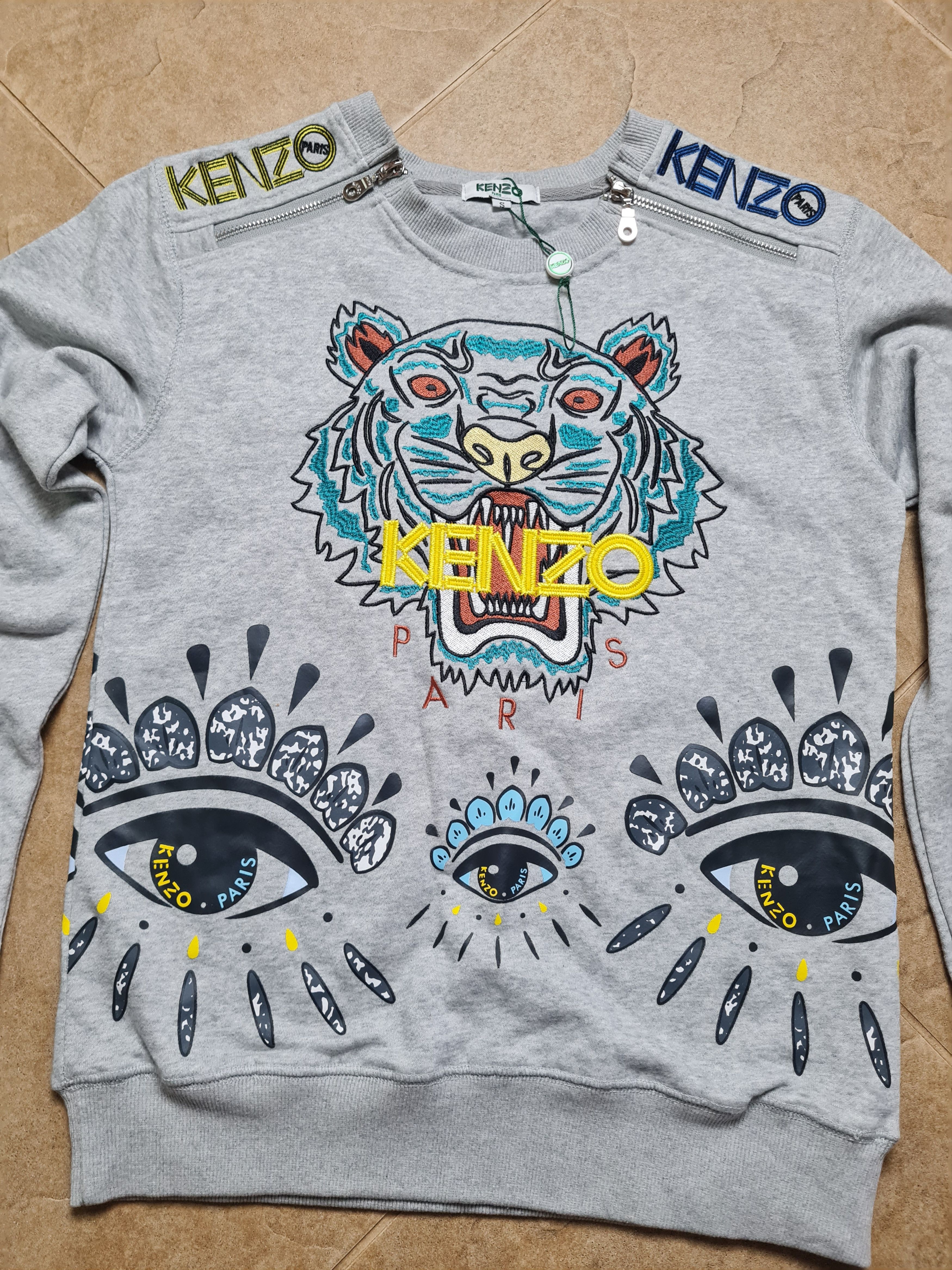 Kenzo Womens Sweatshirt KENZO big Logo Tiger Eyes Crewneck Jungle Size S / US 4 / IT 40 - 10 Thumbnail