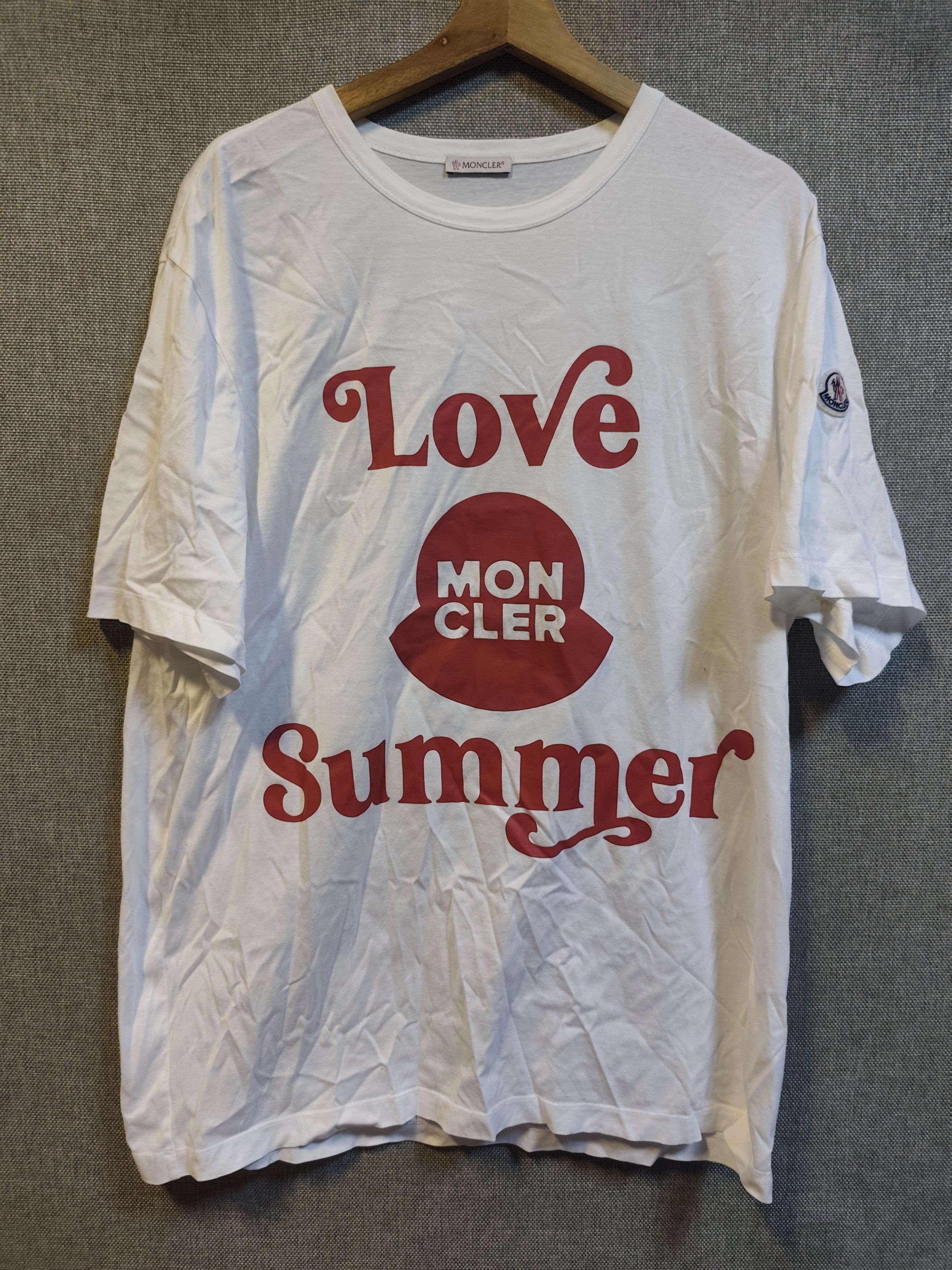 Moncler MONCLER "Love Summer" Logo Graphic T-Shirt White Size US L / EU 52-54 / 3 - 1 Thumbnail