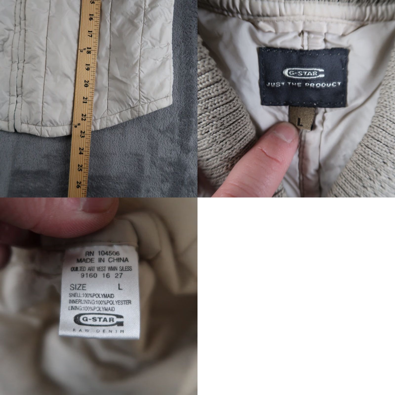 G-Star Women’s G Star Raw Beige Size L Large Quilted Military Full Zip Vest Size L / US 10 / IT 46 - 8 Thumbnail