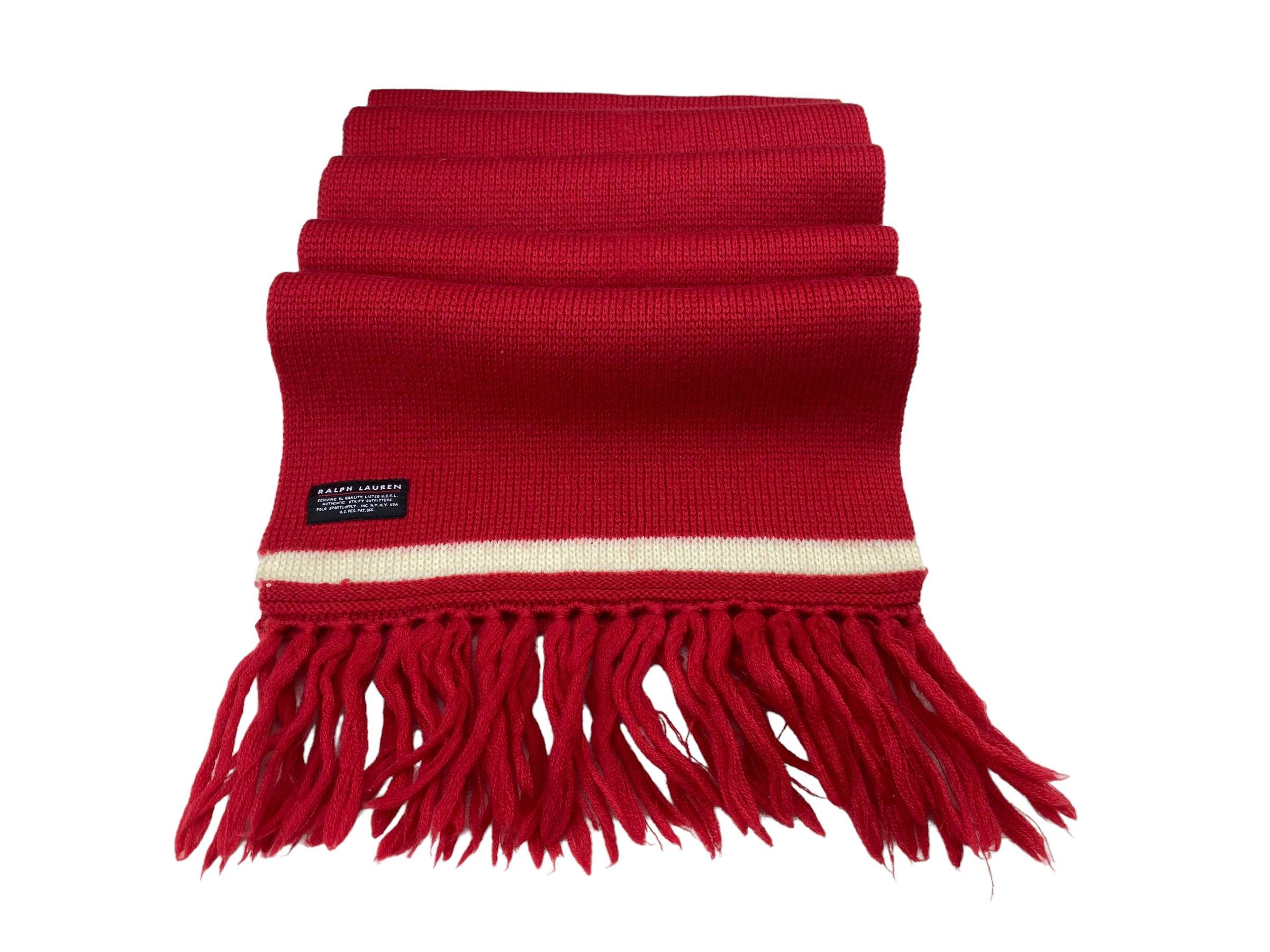 Ralph Lauren × Vintage Vintage Ralph Lauren Merino Wool Scarf - Red Size ONE SIZE - 5 Thumbnail