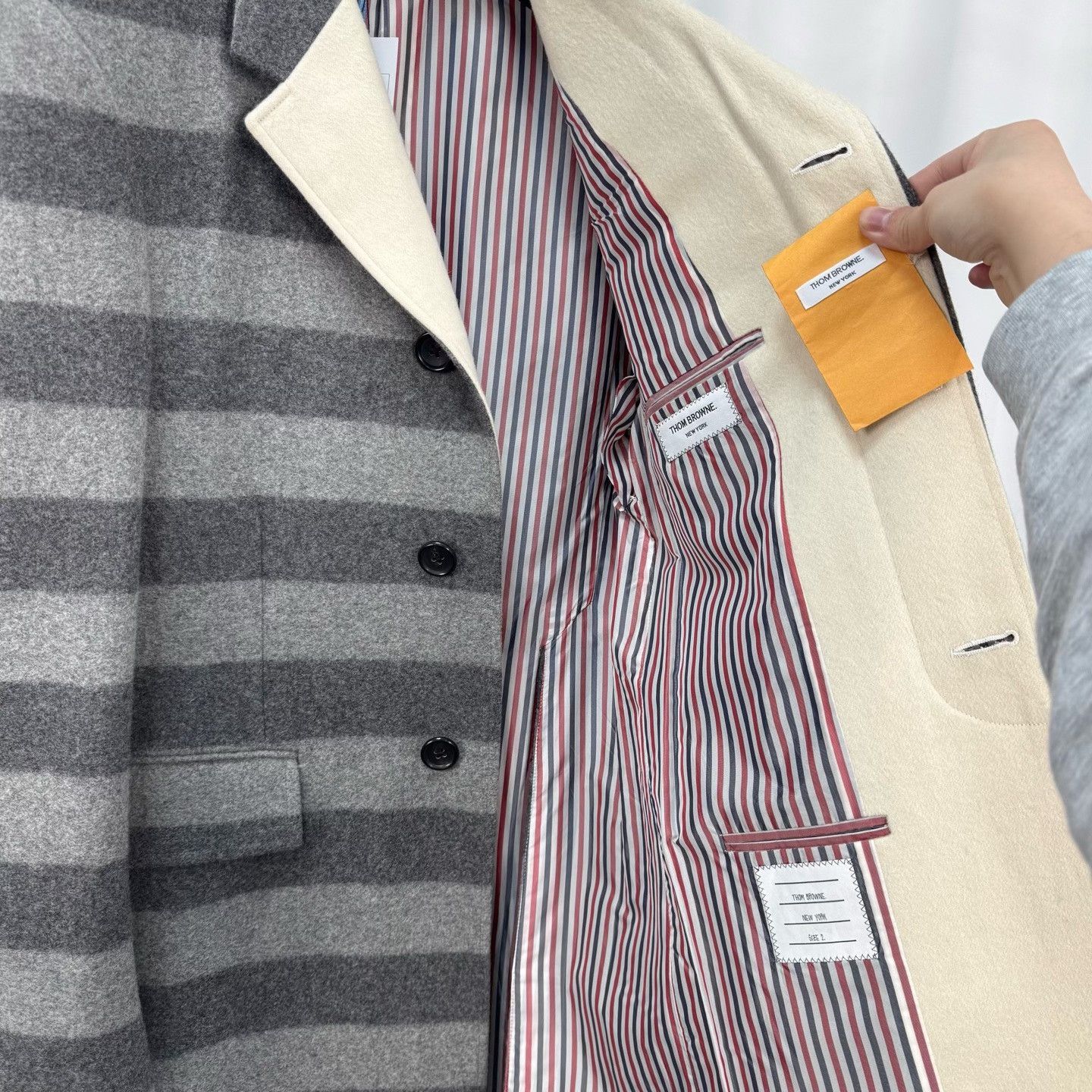 Thom Browne Thom Browne Wool Striped Shoulder Pad Overcoat Size US M / EU 48-50 / 2 - 5 Thumbnail