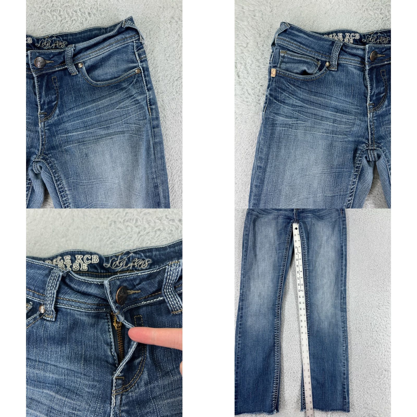 Vintage Lola Jeans Jeans Womens 26 Blue Denim Bootcut Adele KCB Low Rise Raw Hem Distressed 5-Pocket Style Cowboy Southwestern Designer Mens? Size 26" / US 2 / IT 38 - 8 Thumbnail