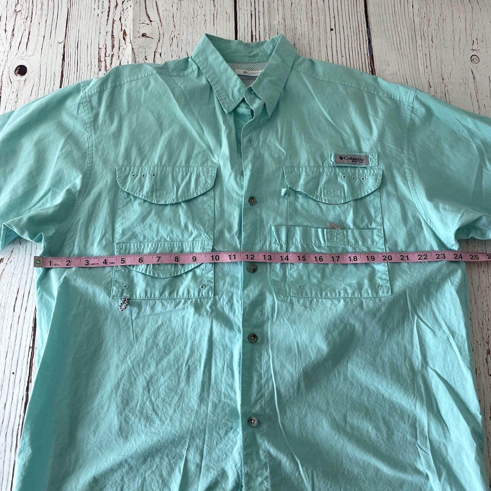 Altea Columbia PFG Men's Short Sleeve Button Front Shirt Mint Teal Size Medium Fishing Shirt + Logo Size US M / EU 48-50 / 2 - 4 Thumbnail