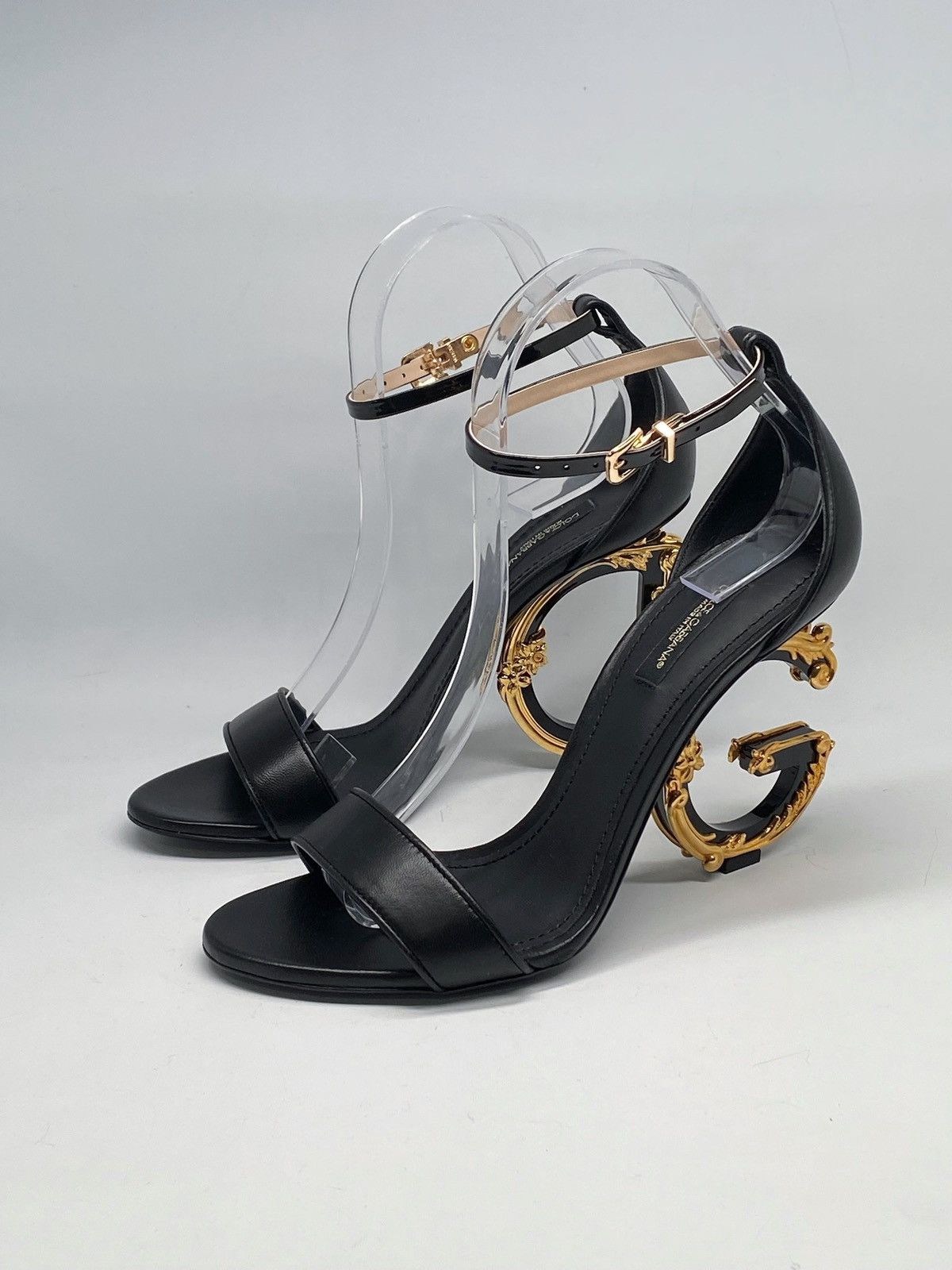 Dolce & Gabbana Dolce&Gabbana Sculpted-Heel DG Leather Sandals size 38 Size US 8 / IT 38 - 4 Thumbnail