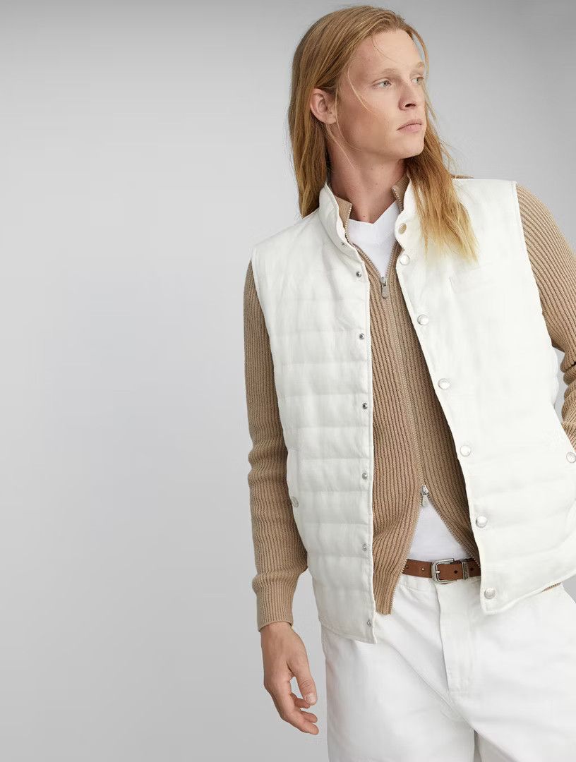 Brunello Cucinelli o1la1rc1a0425 Goose Down Padded Vest in Off White Size US L / EU 52-54 / 3 - 5 Thumbnail
