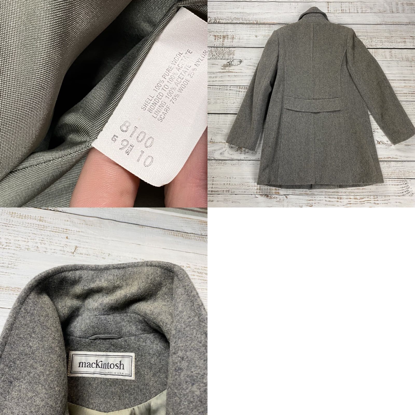 Mackintosh VINTAGE Mackintosh Wool Coat Women’s 10 Long Gray Double-Breasted Pea Coat Womens Size L / US 10 / IT 46 - 8 Thumbnail