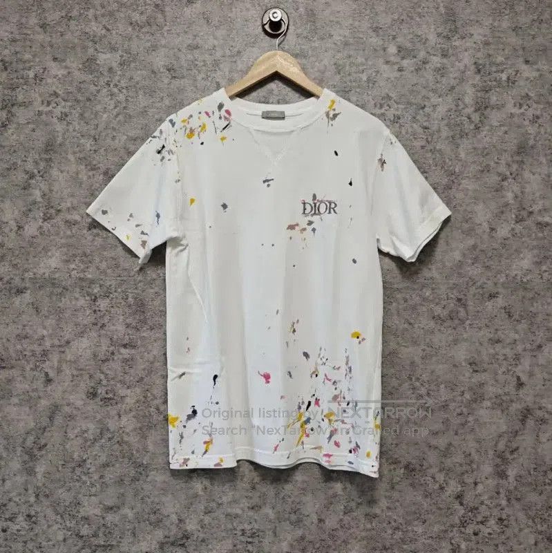 Dior Dior White Cotton Men's T-Shirt with Paint Splatter . Size US S / EU 44-46 / 1 - 1 Thumbnail