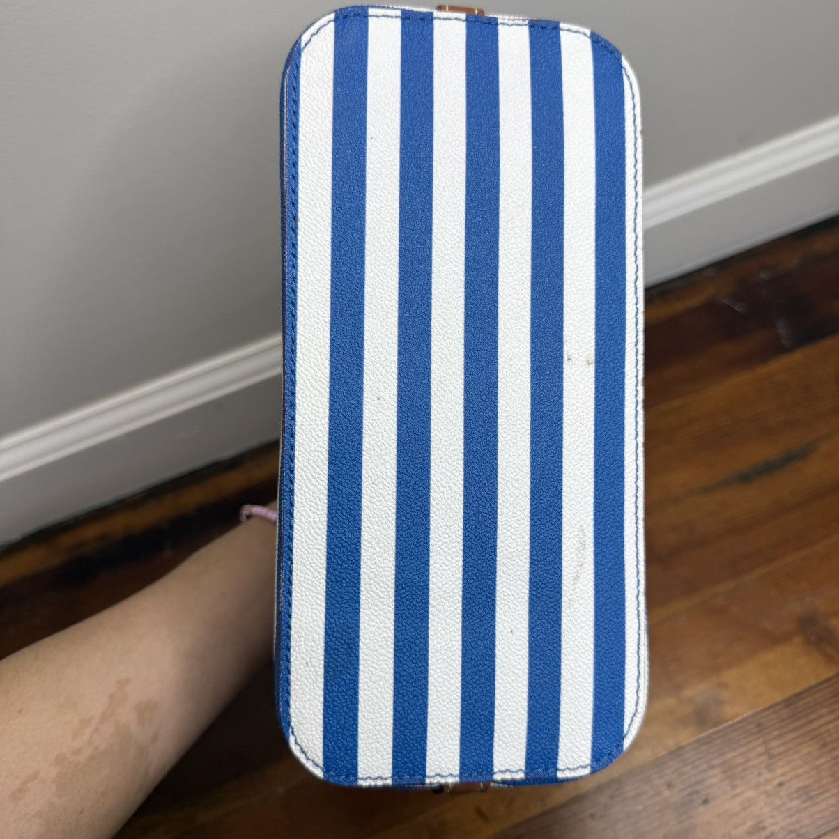 Dooney & Bourke Dooney & Bourke Blue and White Striped Crossbody with Brown Size ONE SIZE - 5 Thumbnail