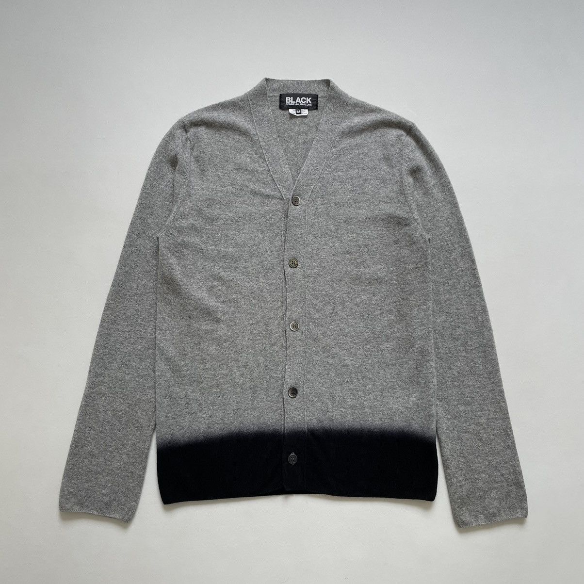 Comme des Garcons Gray / Black Dip Dyed Hem Cardigan Size US M / EU 48-50 / 2 - 2 Thumbnail