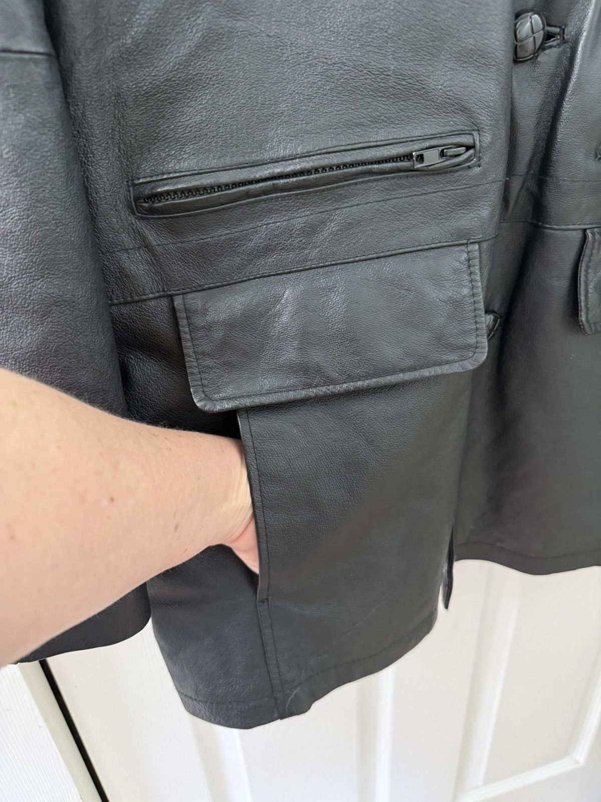 Other 1990s Phase Two Vintage Black Leather Coat Zip Out Liner Size US M / EU 48-50 / 2 - 11 Thumbnail