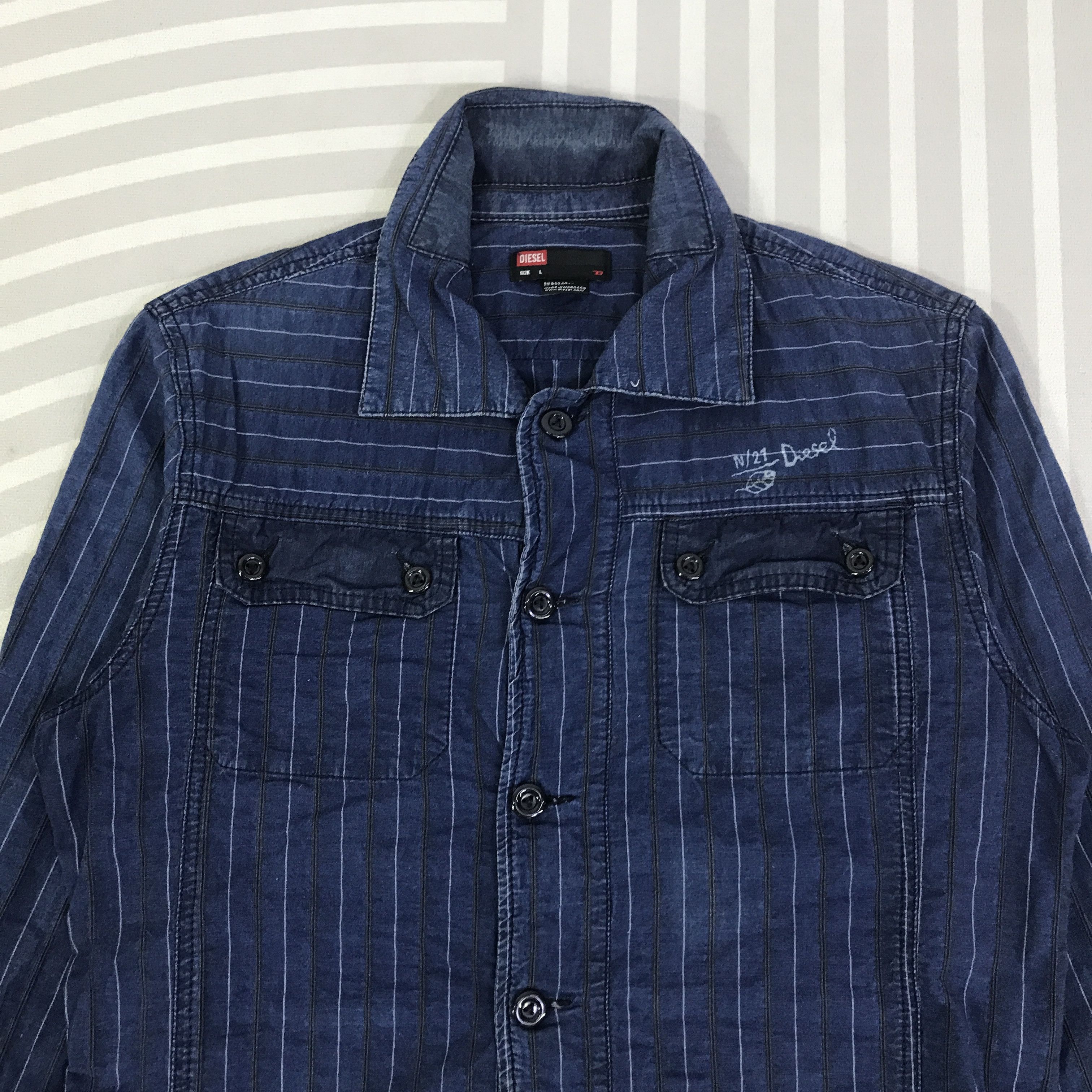 Diesel Vintage Diesel Button Ups indigo Jacket K125B8 Size US L / EU 52-54 / 3 - 2 Thumbnail