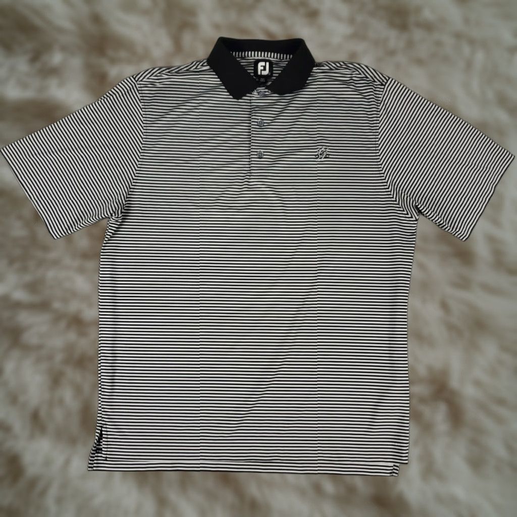 Footjoy FJ Polo Shirt Mens Size L Gray Black Striped Short Sleeve Casual Golf Polo Shirt Size US L / EU 52-54 / 3 - 1 Thumbnail