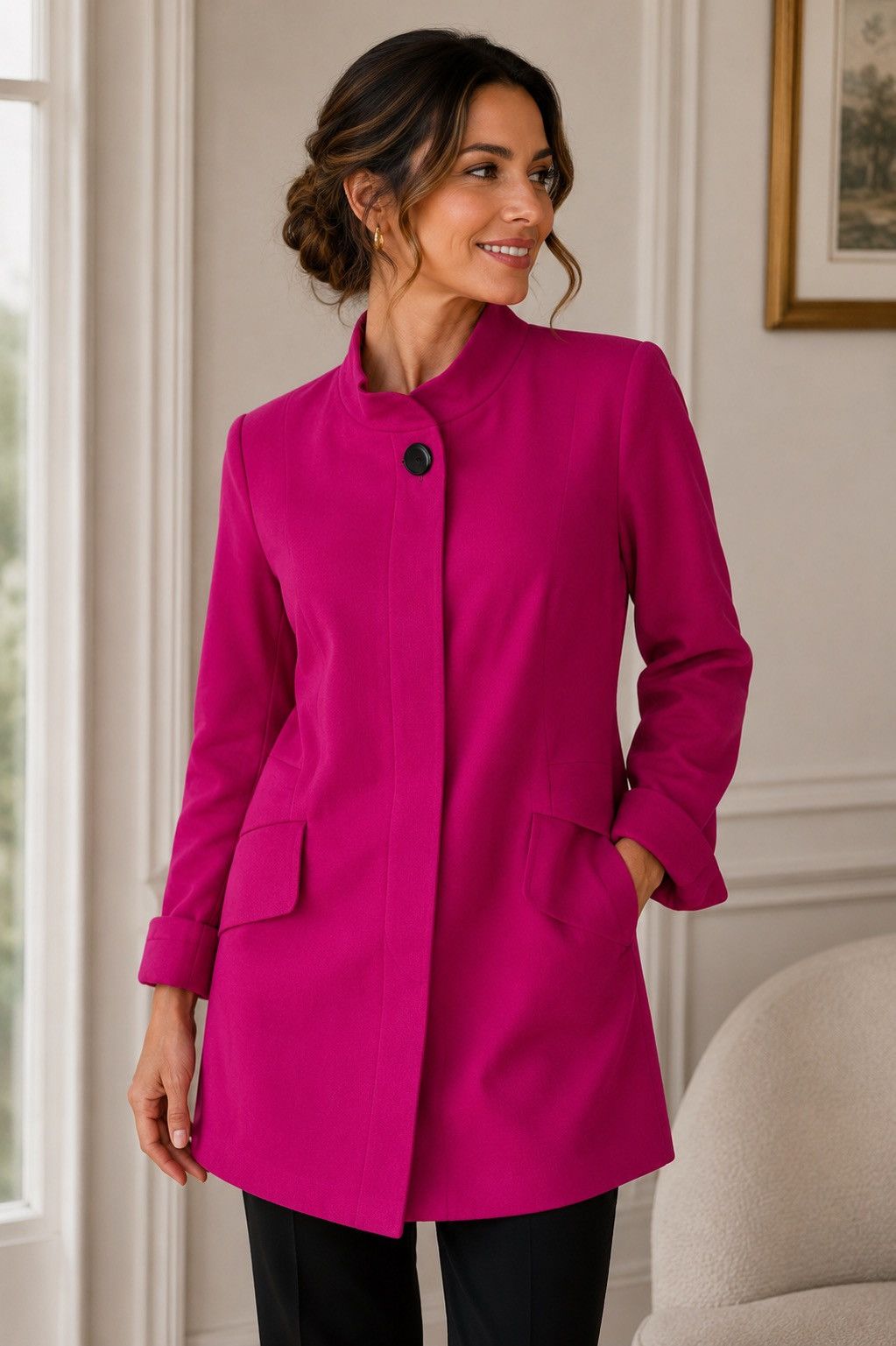 Escada Escada by Margaretha Ley Pink Wool & Silk Coat Germany EU 38 Size S / US 4 / IT 40 - 1 Thumbnail