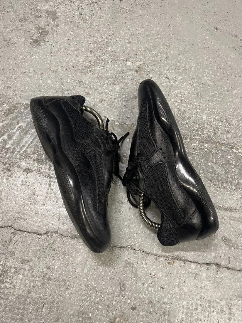 Prada × Vintage 2000s Prada America s Cup Black Leather Low Sneakers Size US 5 / IT 35 - 5 Thumbnail
