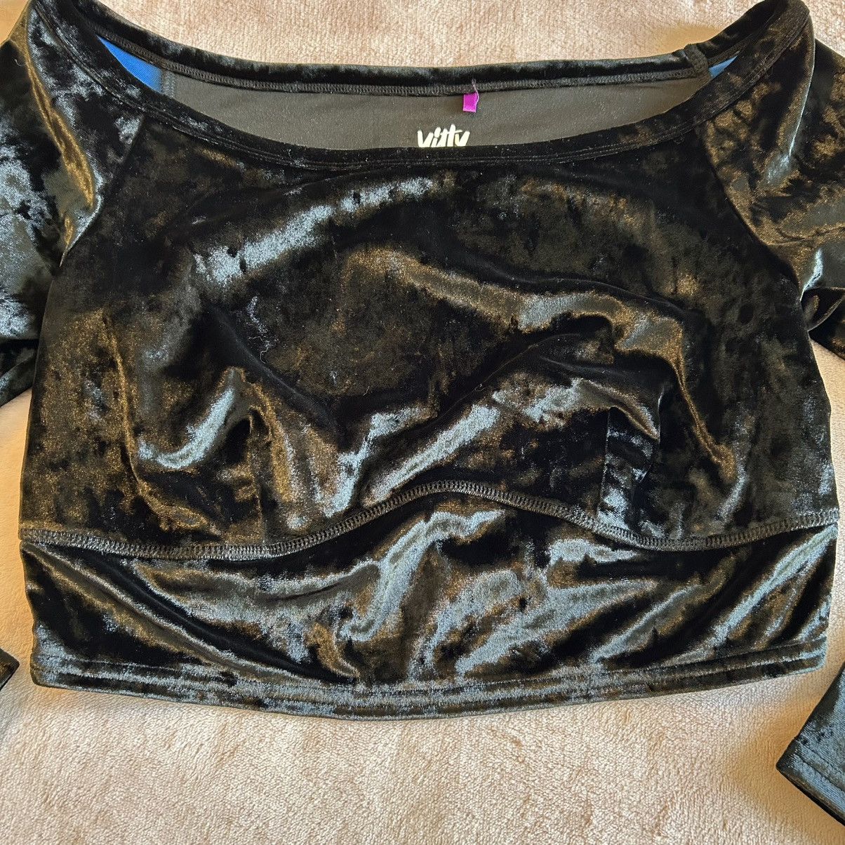 Other Yitty Plusshy Velvet Iconic Black Shaping Crop Top 1X Size XL / US 12-14 / IT 48-50 - 2 Thumbnail