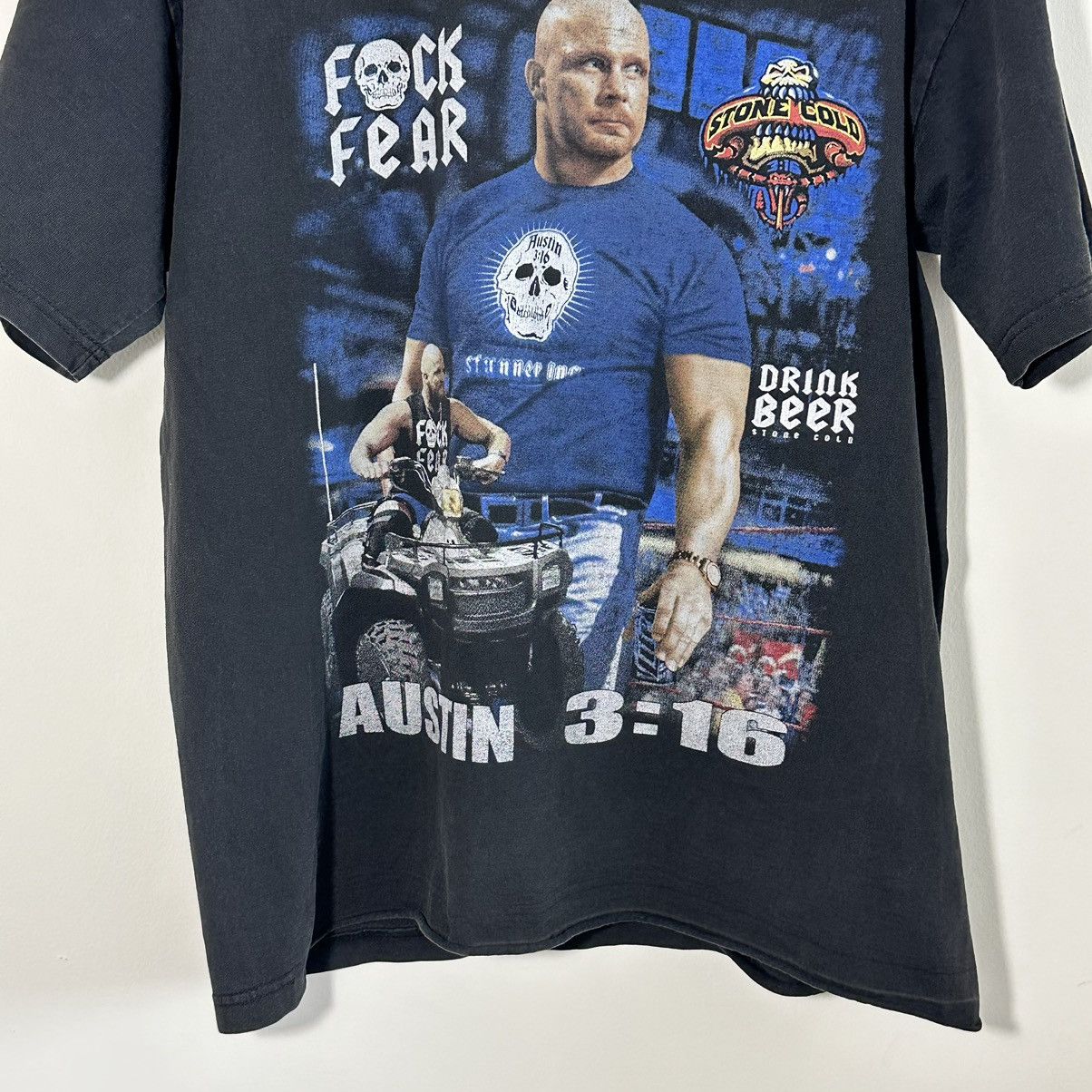 Rap Tees × Vintage × WWE Vintage Stone Cold F Fear Drink Beer Rap T-Shirt Size US XL / EU 56 / 4 - 3 Thumbnail