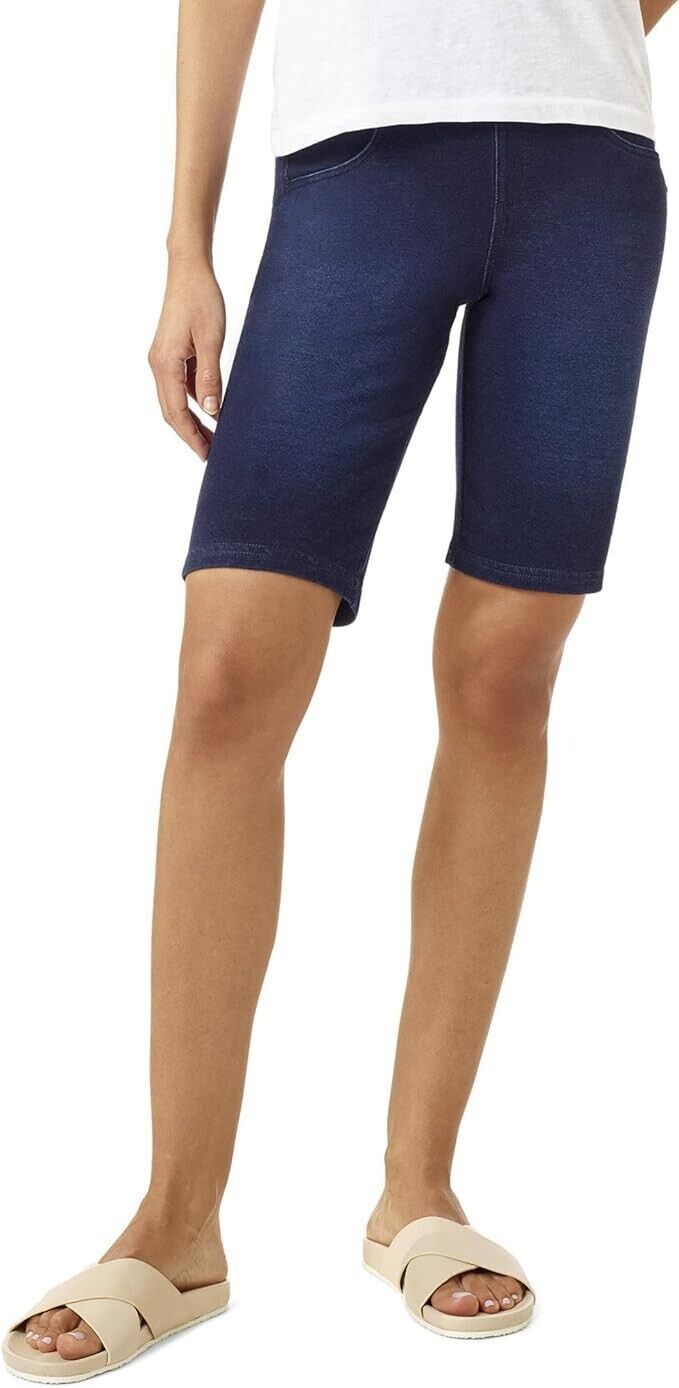 HUE U23737 Game Changing Bermuda Shorts Dark Rinse Wash Blu