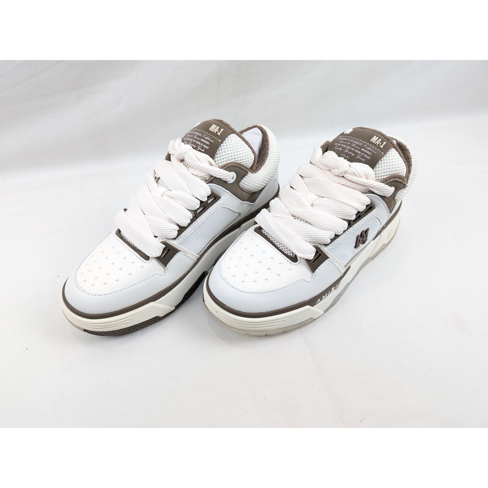 Amiri o1rshd1 MA-1 Leather Sneakers in White/Brown Size US 14 / EU 47 - 16 Thumbnail
