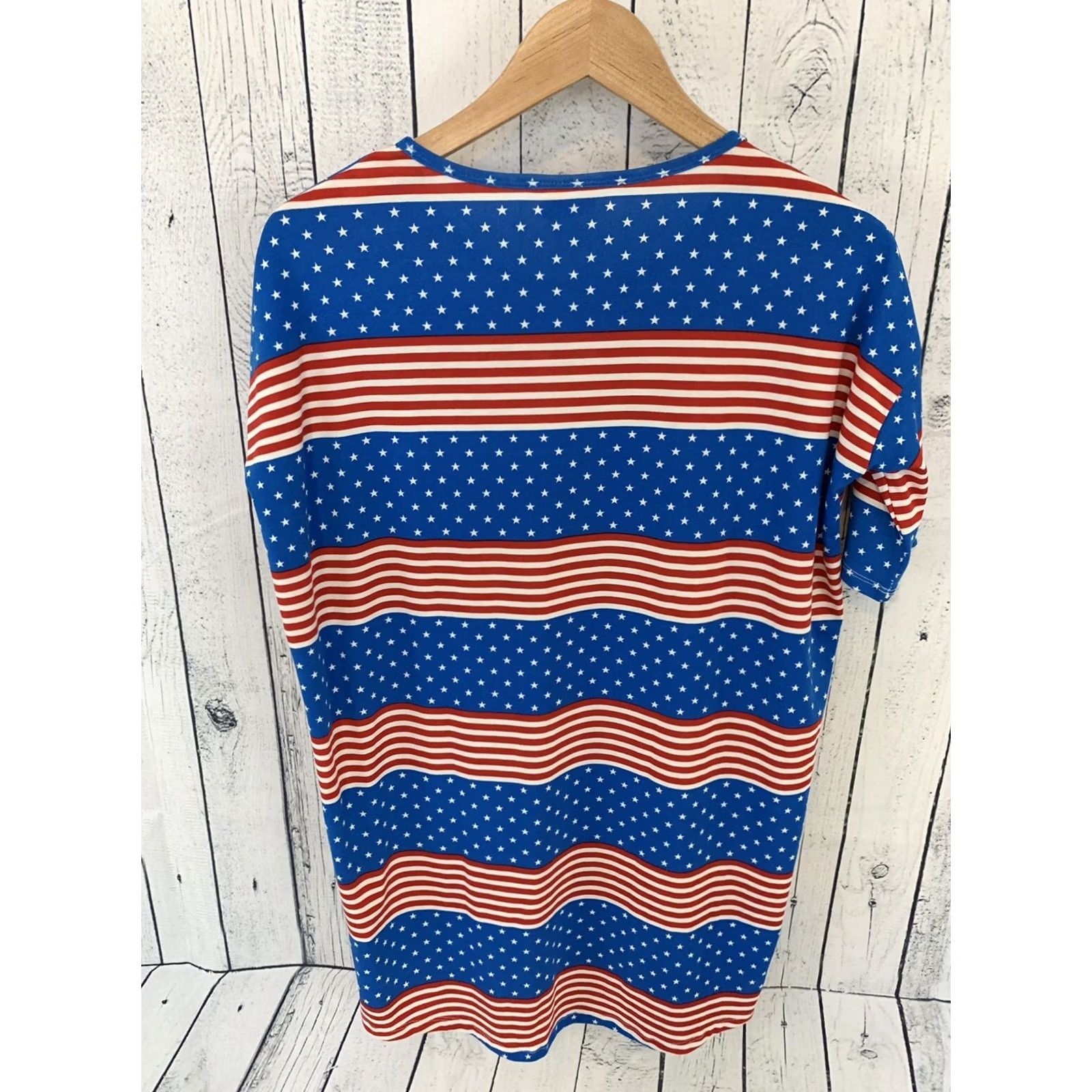 Vintage LULAROE Irma Hi Low Tunic Top American Flag 4th of July Shirt XXS Women Tunic Blue Womens Size XXS / US 00 / IT 34 - 3 Thumbnail