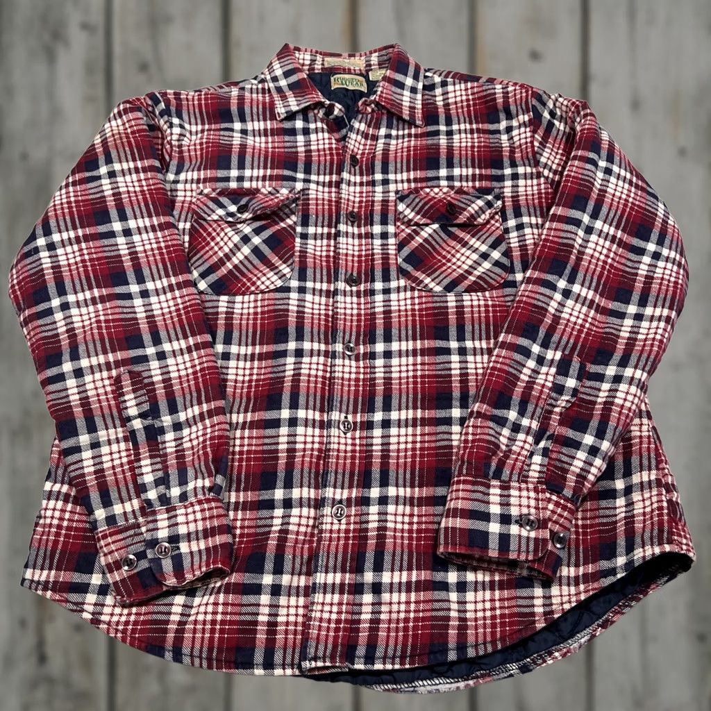 Vintage VINTAGE Rugged Wear By BOG Shirt Shacket Men’s L Button Up Flannel Quilt Lined Red White Blue Grunge 1980s Mens Size US L / EU 52-54 / 3 - 1 Thumbnail