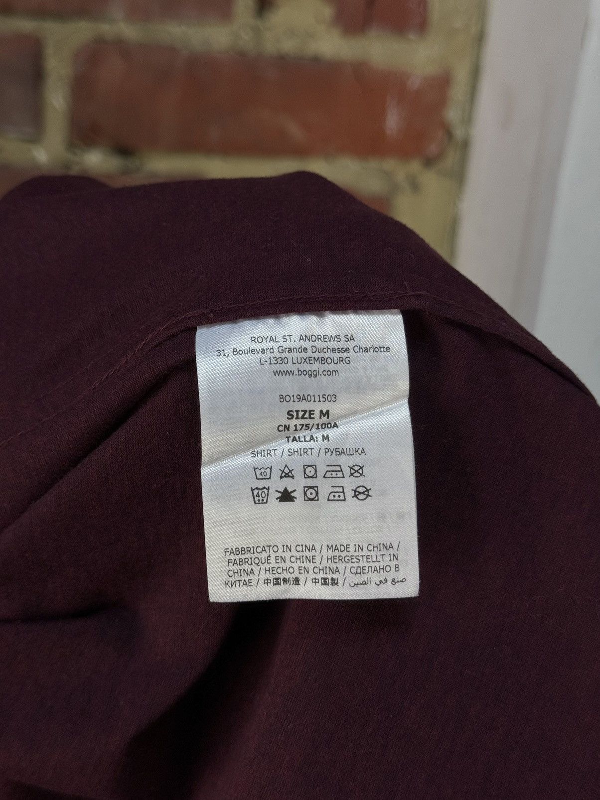 Boggi × Designer BOGGI Milano Burgundy Casual Slim Fit Long Sleeve Shirt Size US M / EU 48-50 / 2 - 20 Thumbnail